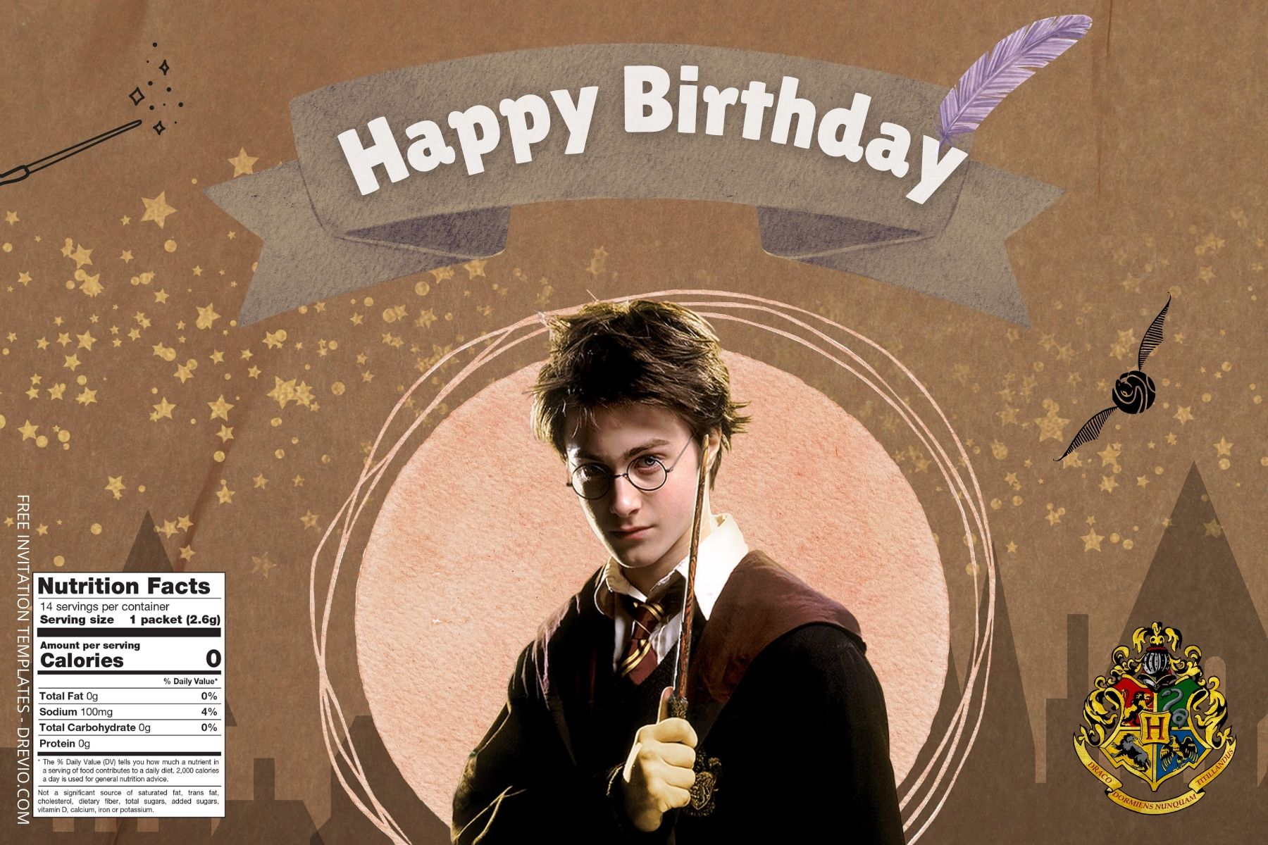 (Free) Harry Potter Canva Birthday Water Bottle Labels Six