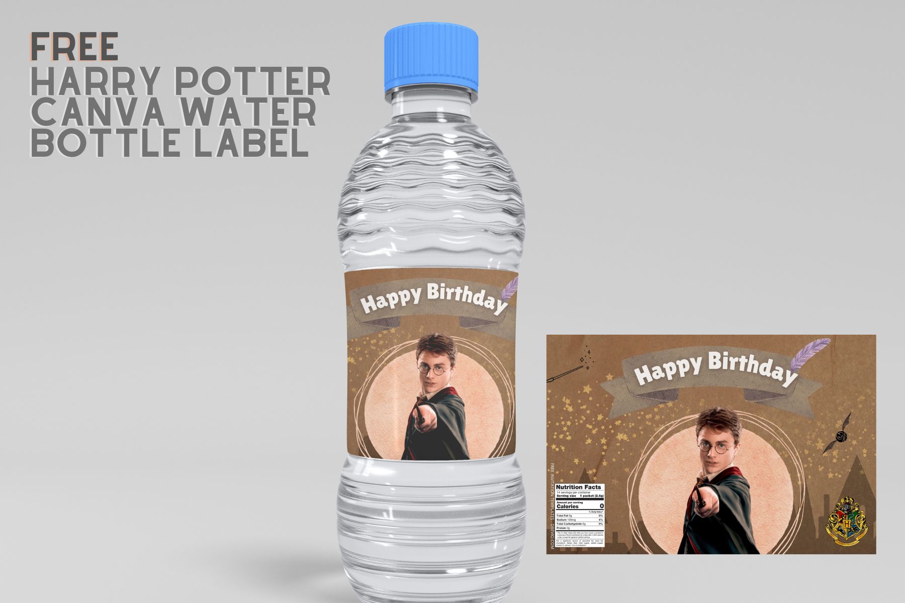 (Free) Harry Potter Canva Birthday Water Bottle Labels