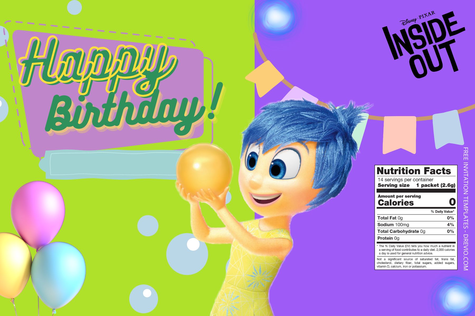 (Free) Inside Out Canva Birthday Water Bottle Labels Seven