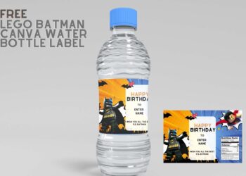 (Free) Lego Batman Canva Birthday Water Bottle Labels