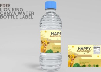(Free) Lion King Canva Birthday Water Bottle Labels