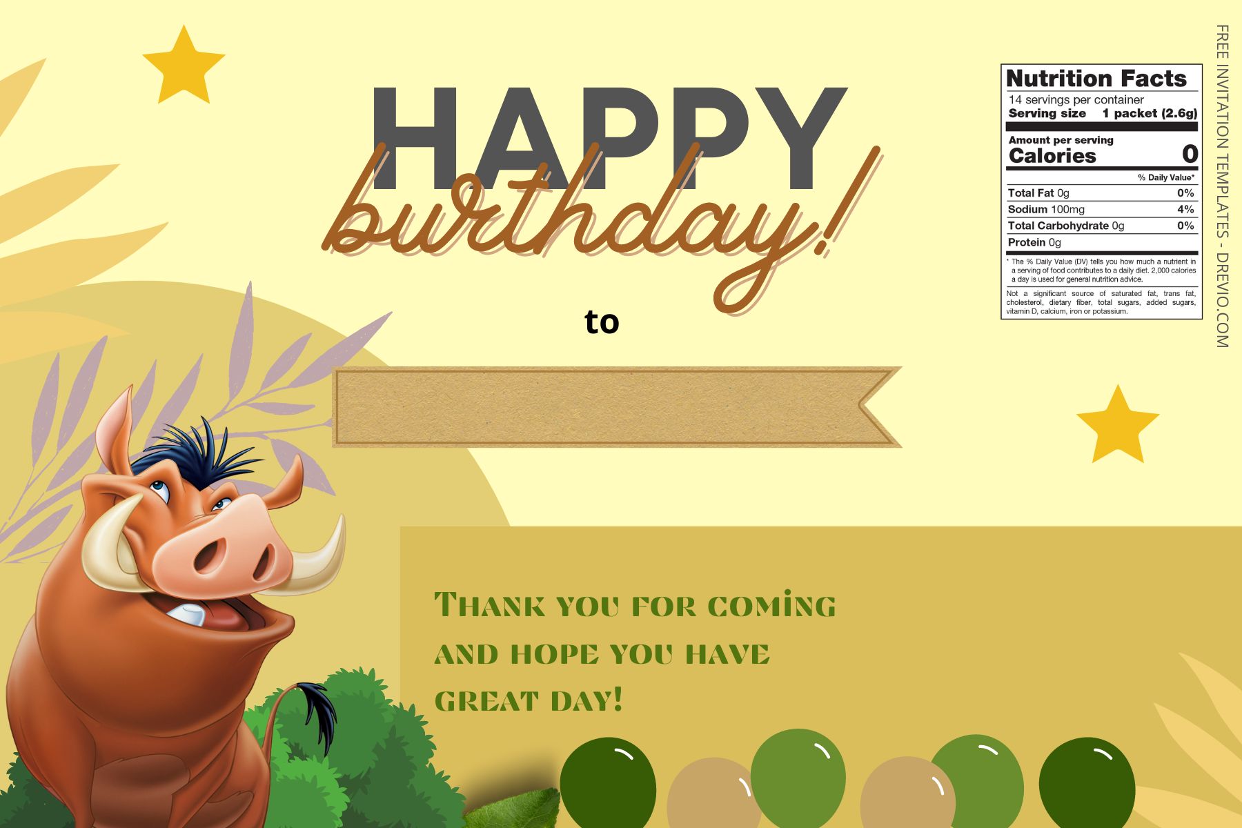 (Free) Lion King Canva Birthday Water Bottle Labels Four