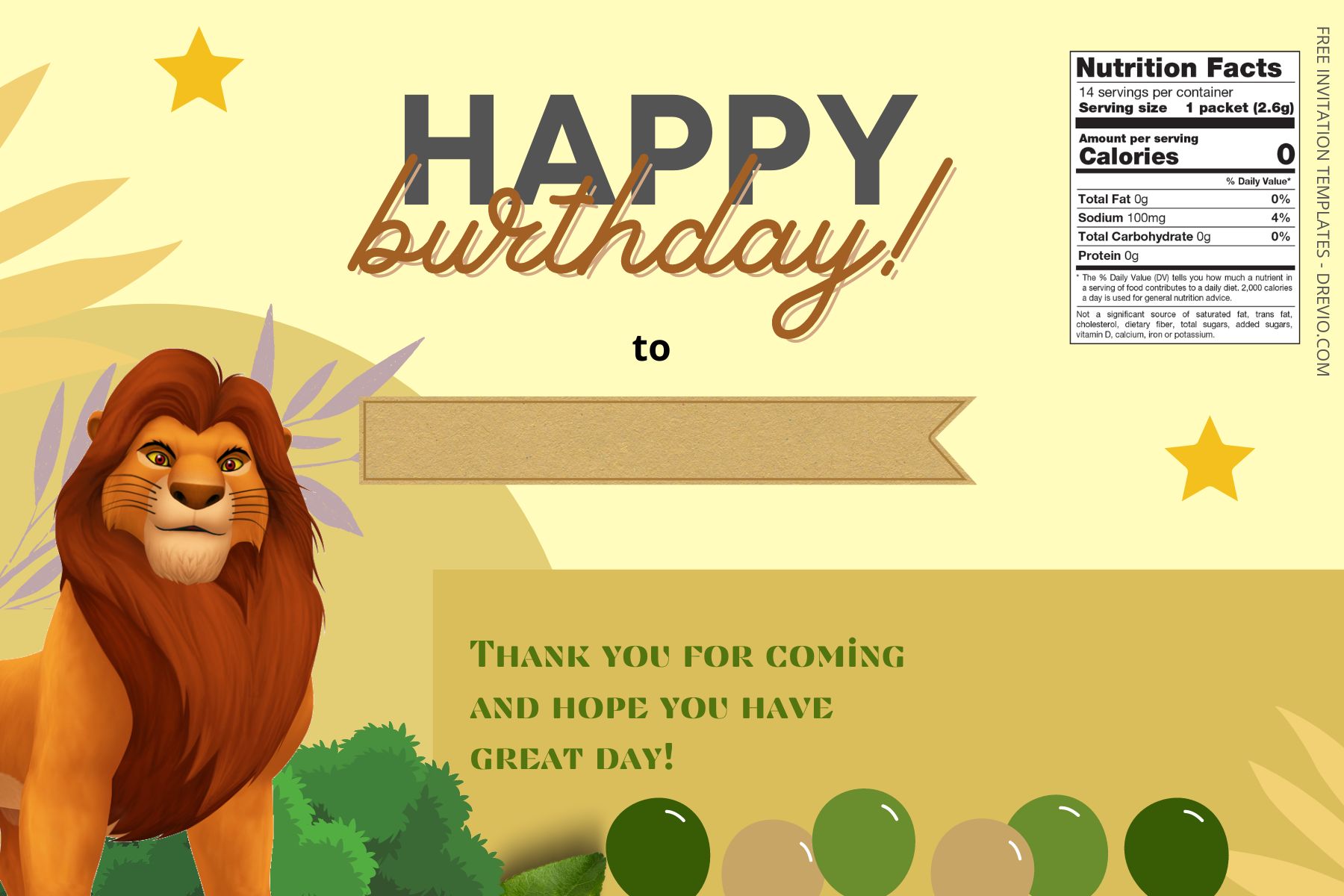 (Free) Lion King Canva Birthday Water Bottle Labels Two