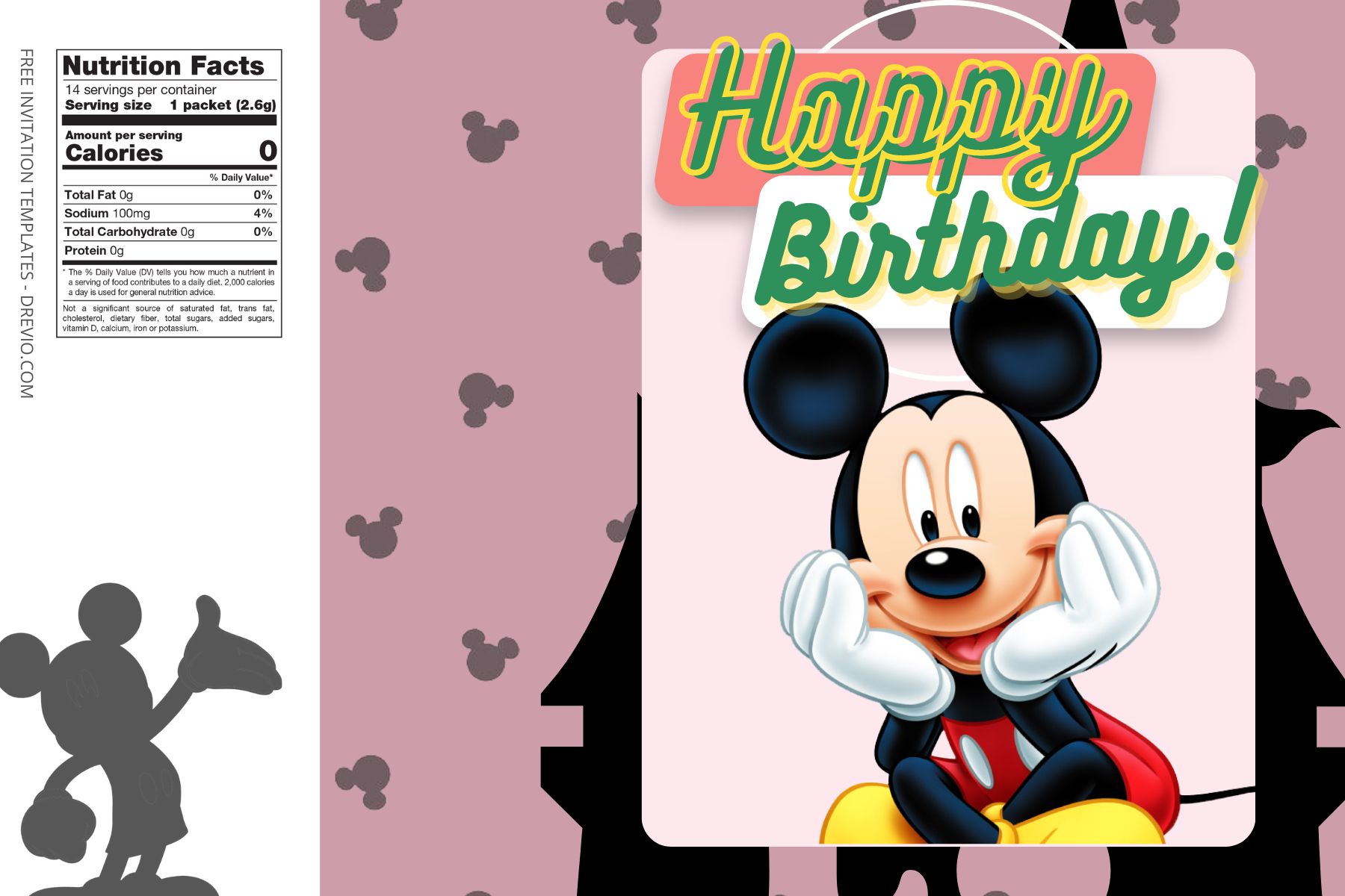 (Free) Mickey Mouse Canva Birthday Water Bottle Labels One