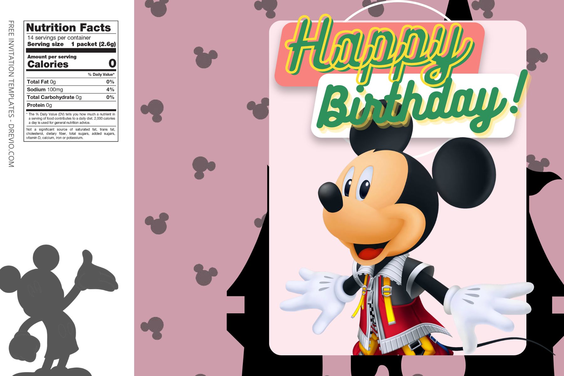(Free) Mickey Mouse Canva Birthday Water Bottle Labels Seven