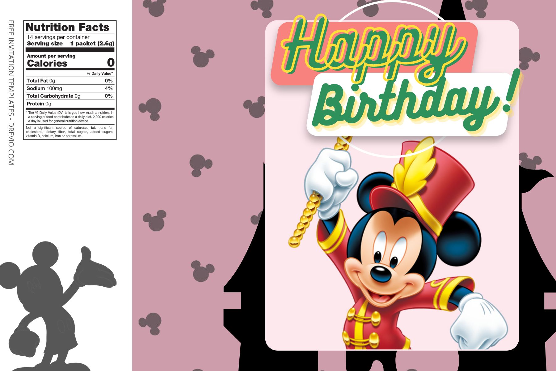 (Free) Mickey Mouse Canva Birthday Water Bottle Labels Three