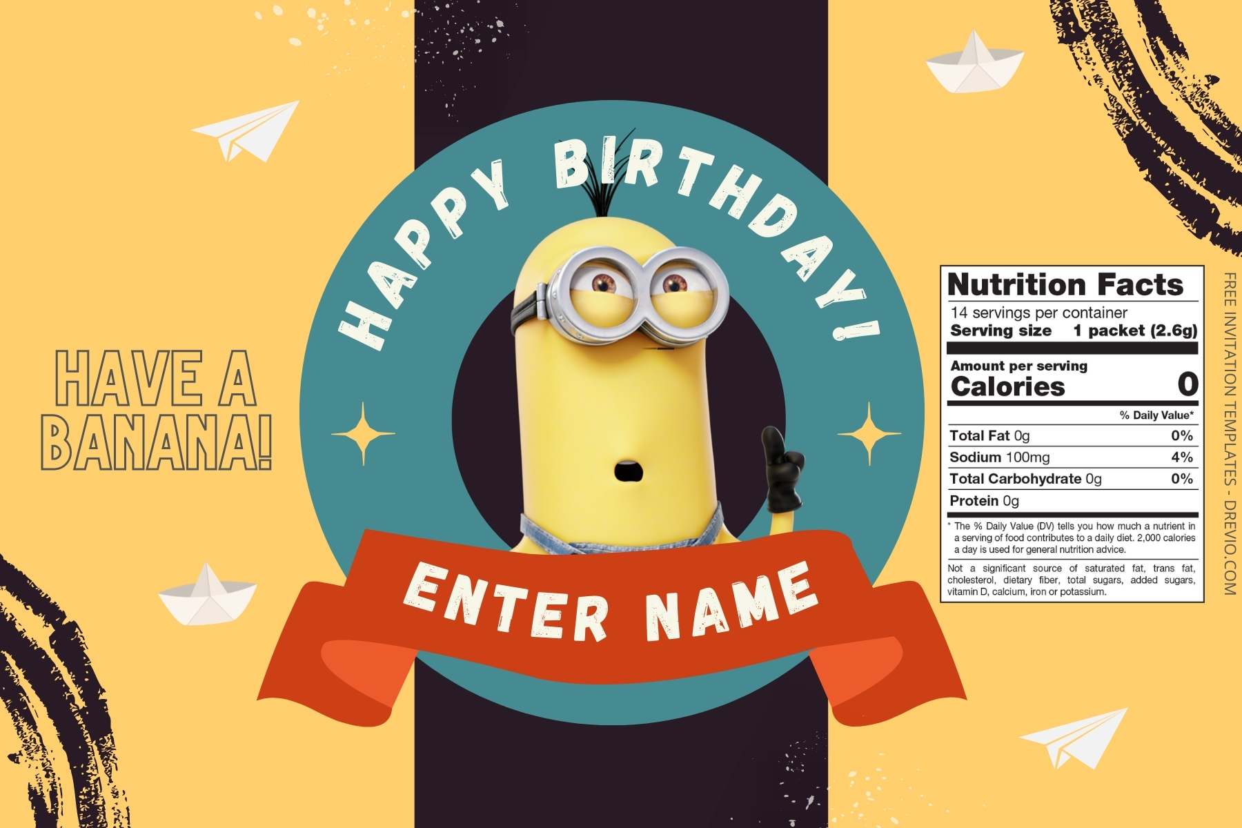 (Free) Minions Canva Birthday Water Bottle Label Two