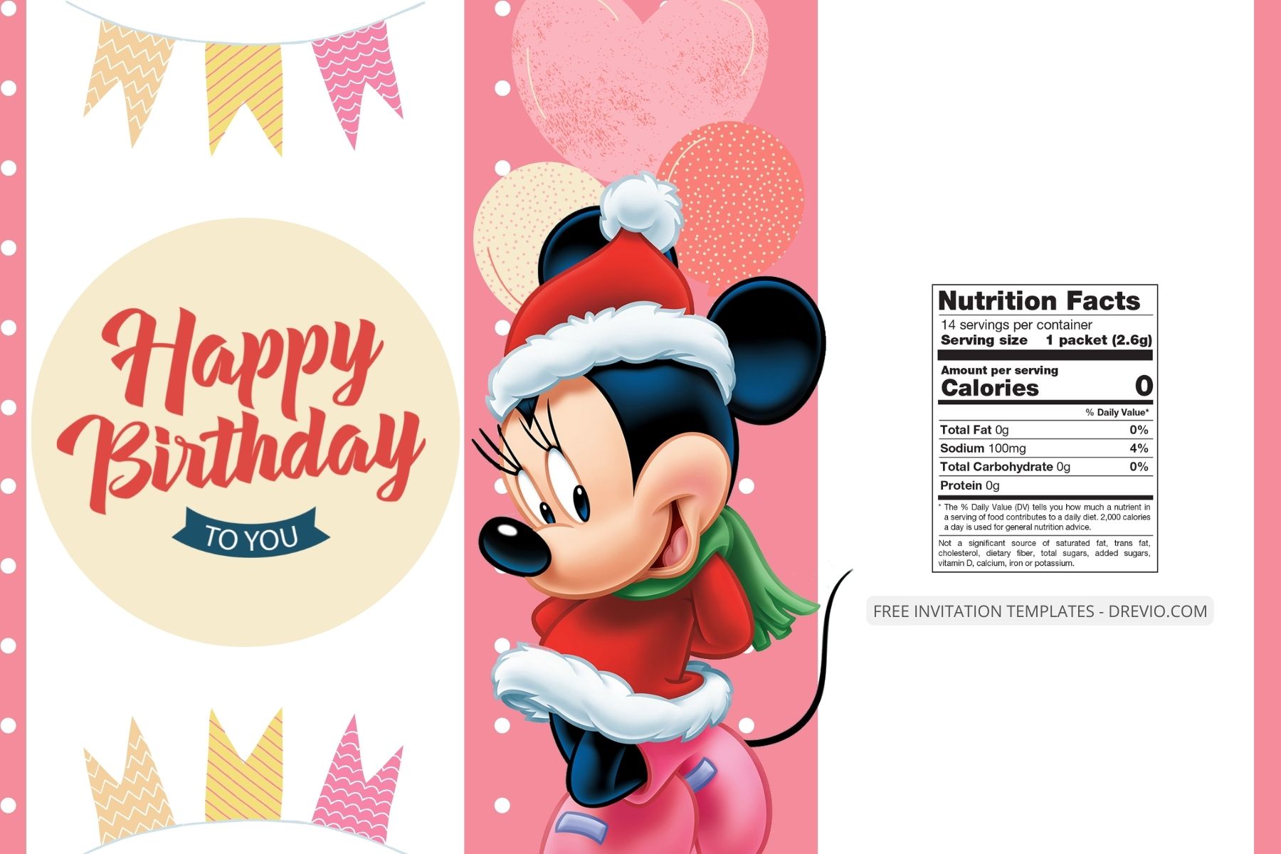 ( Free ) Minnie Mouse Canva Birthday Water Bottle Labels Five