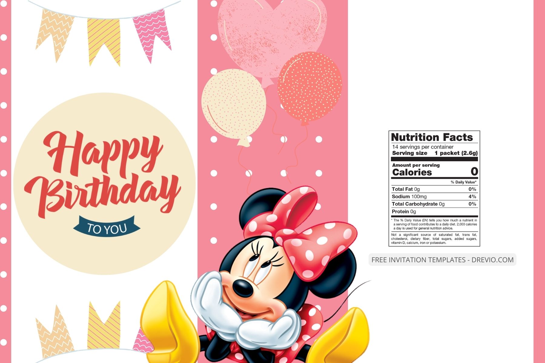 ( Free ) Minnie Mouse Canva Birthday Water Bottle Labels FOur