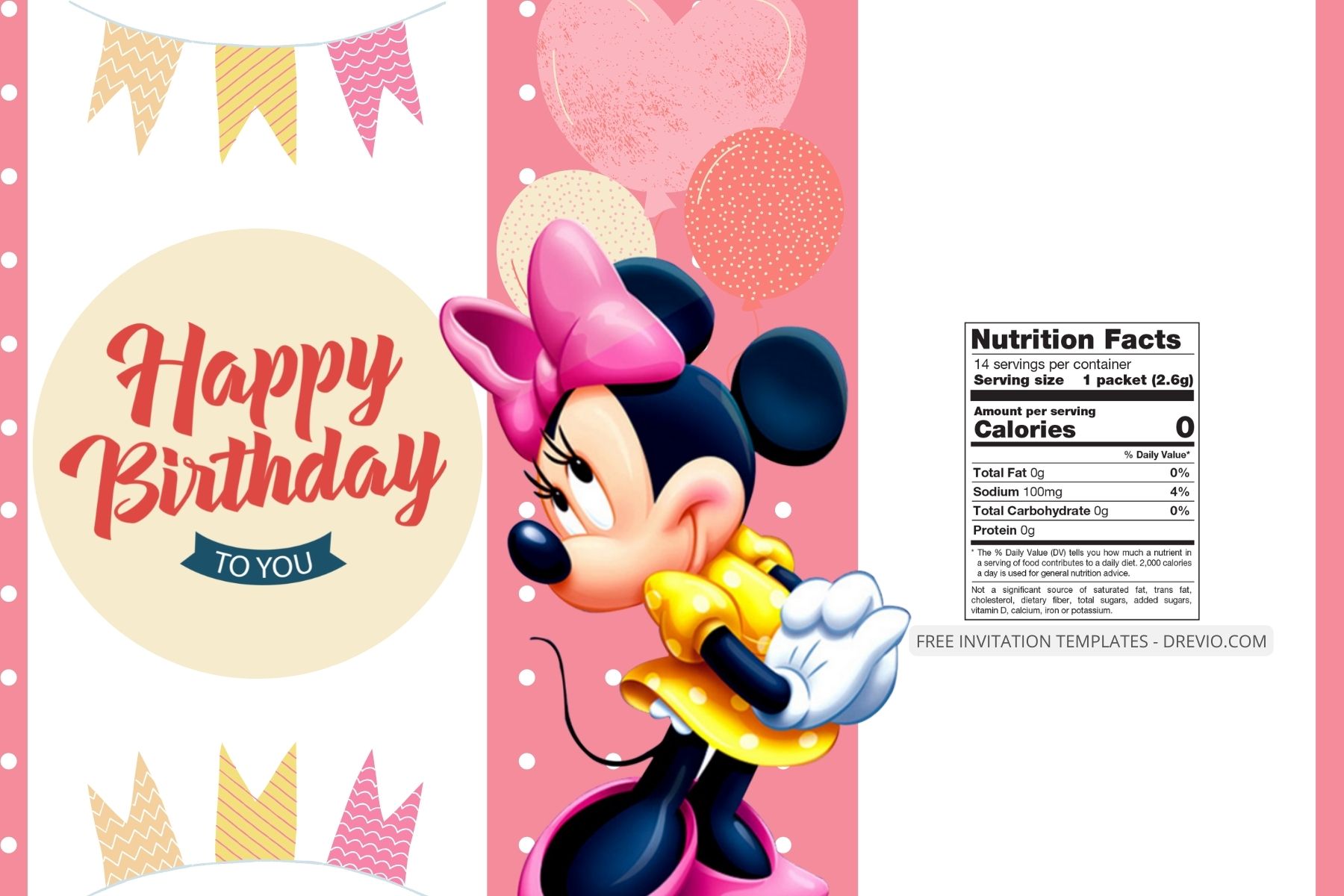 ( Free ) Minnie Mouse Canva Birthday Water Bottle Labels Seven