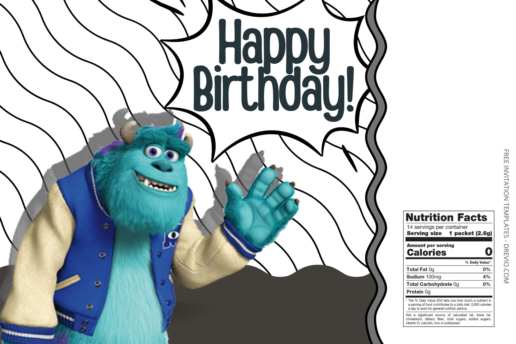 (Free) Monster University Canva Birthday Water Bottle Labels One