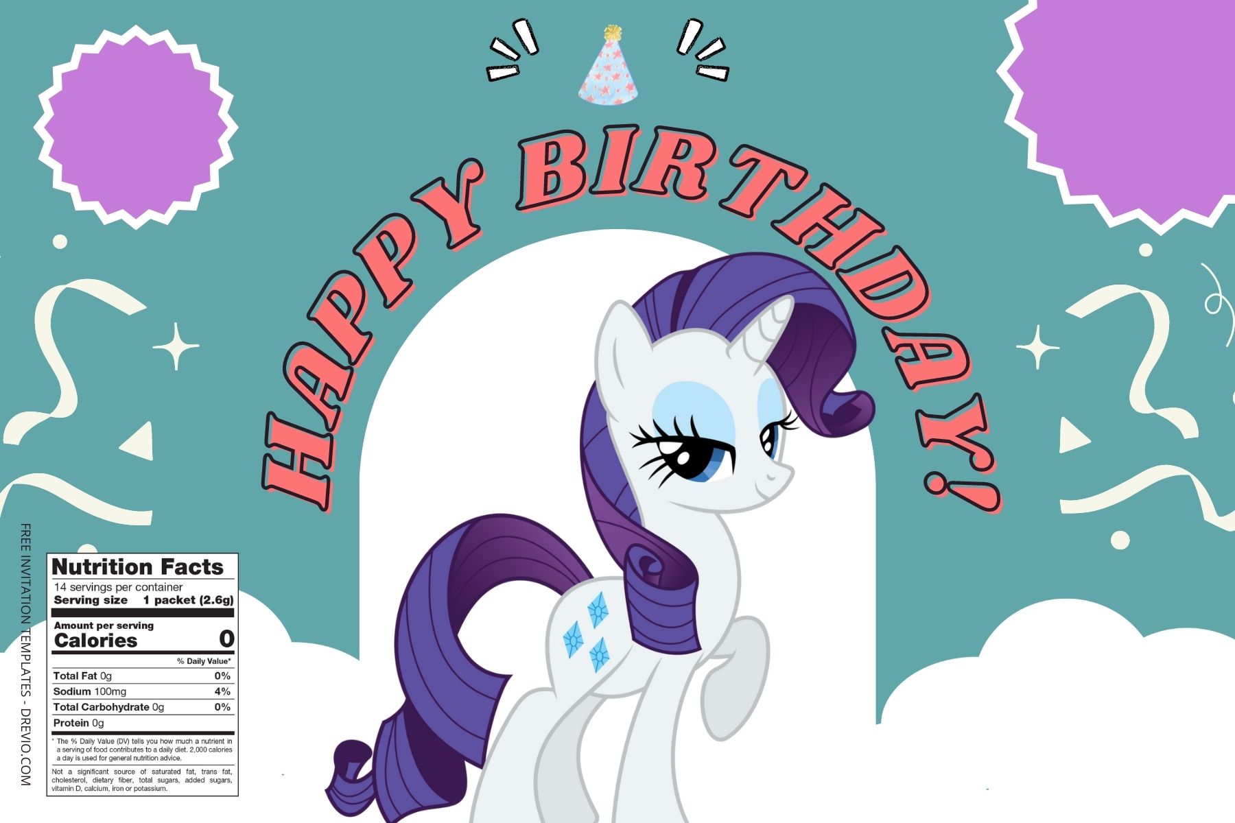 (Free) My Little Pony Canva Birthday Water Bottle Labels Five