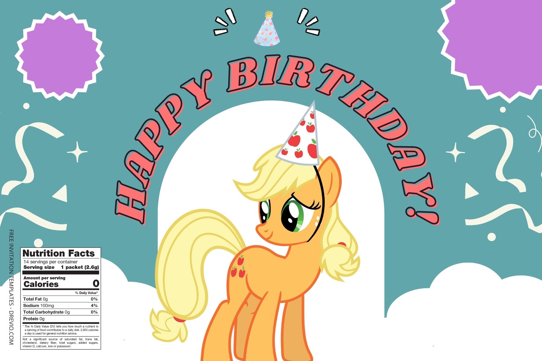 (Free) My Little Pony Canva Birthday Water Bottle Labels Four