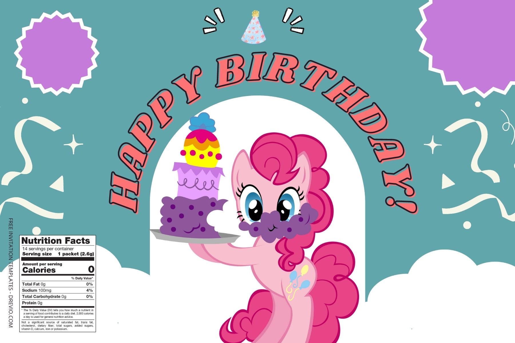(Free) My Little Pony Canva Birthday Water Bottle Labels One