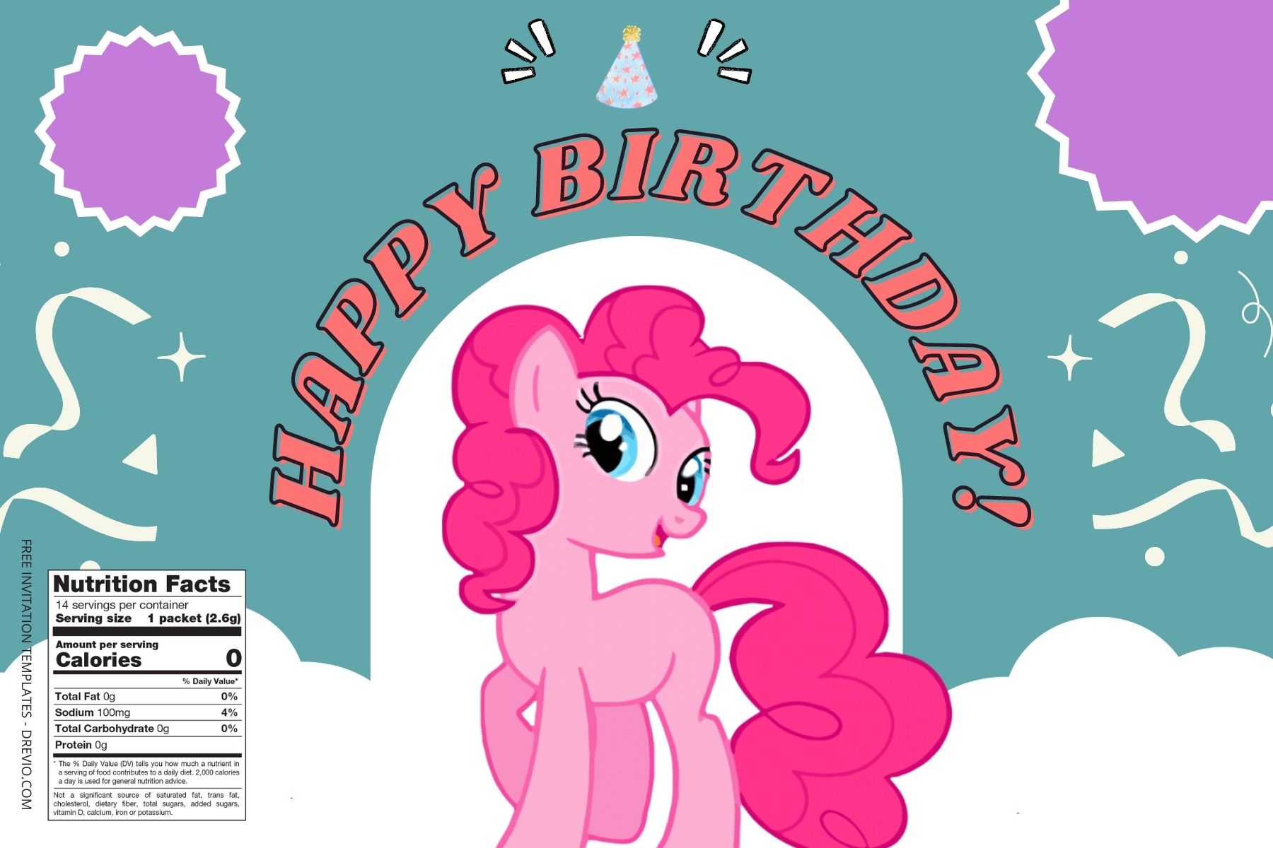 (Free) My Little Pony Canva Birthday Water Bottle Labels Seven
