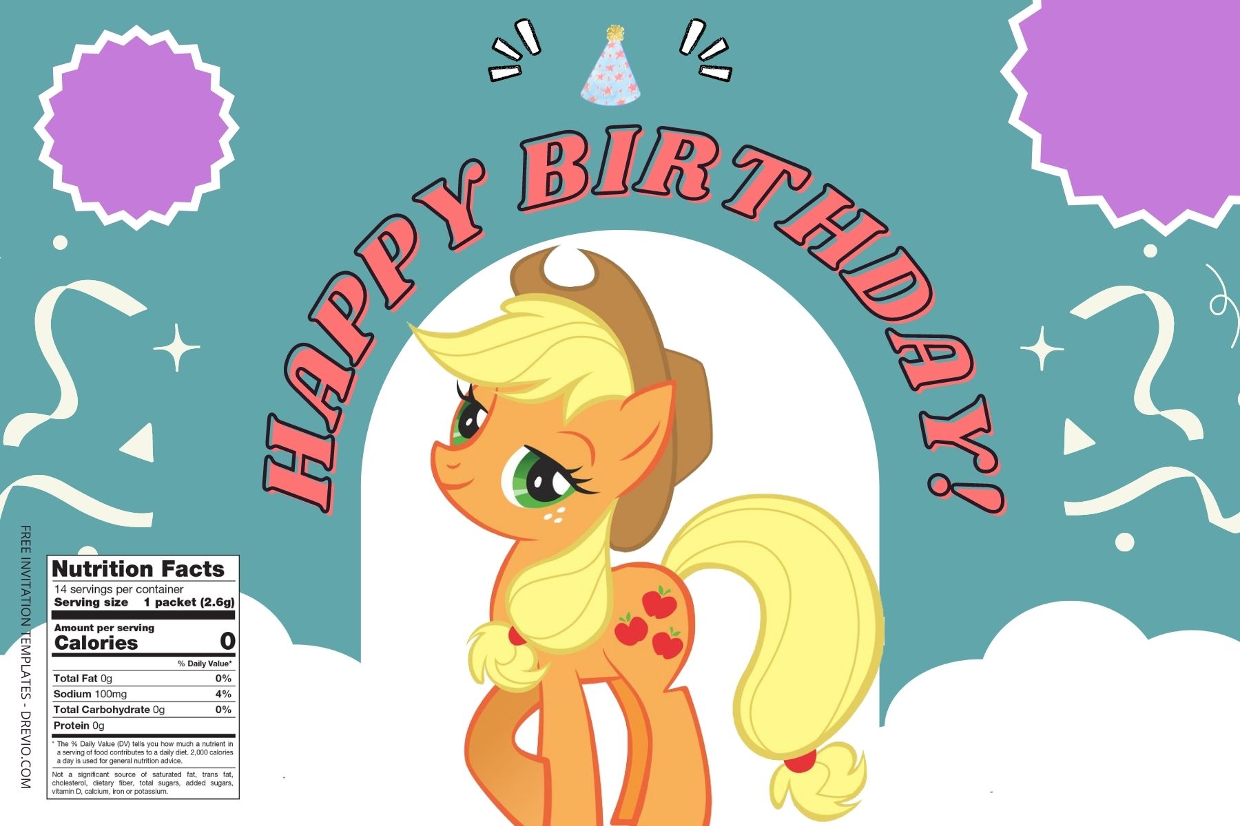 (Free) My Little Pony Canva Birthday Water Bottle Labels Six