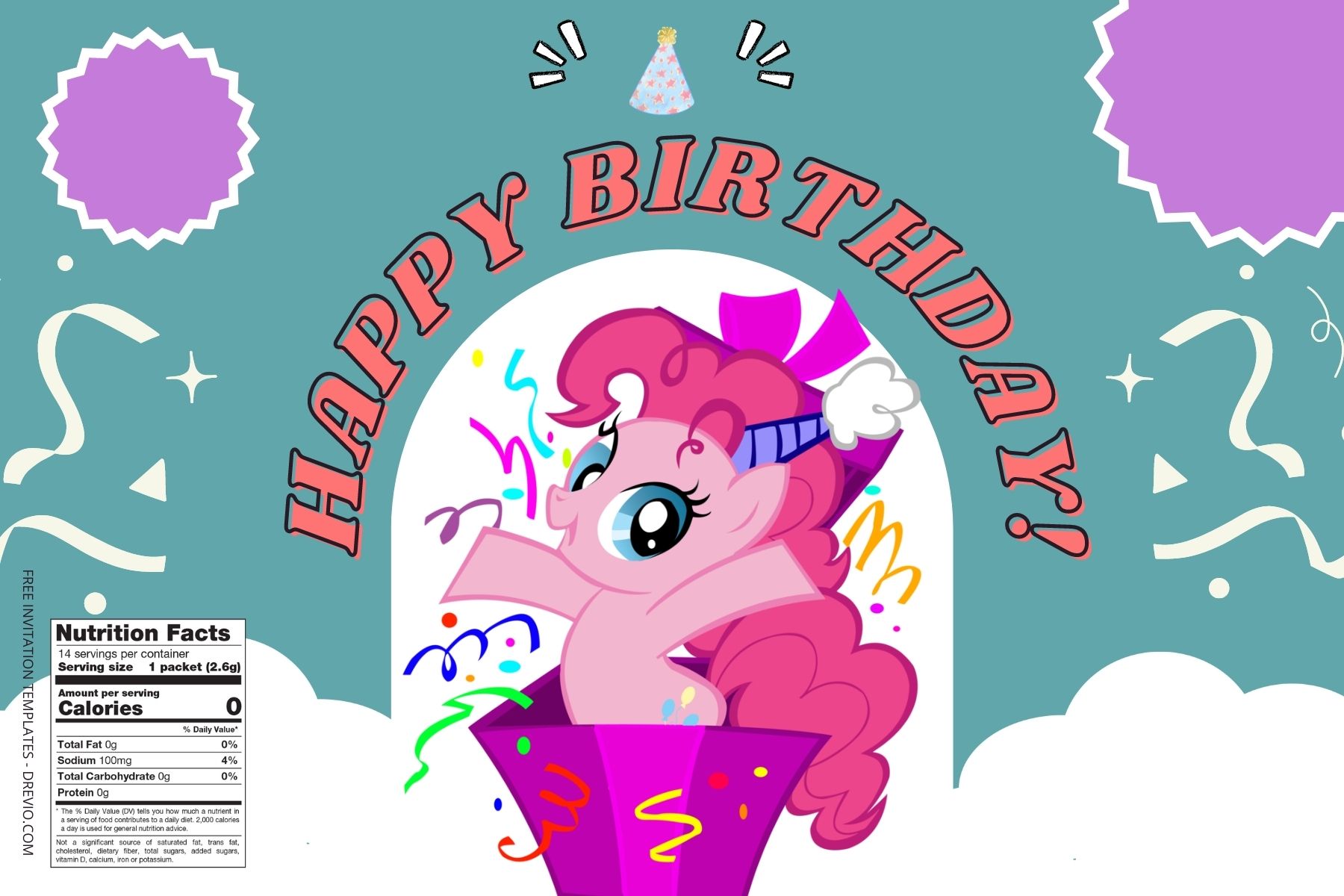 (Free) My Little Pony Canva Birthday Water Bottle Labels Two