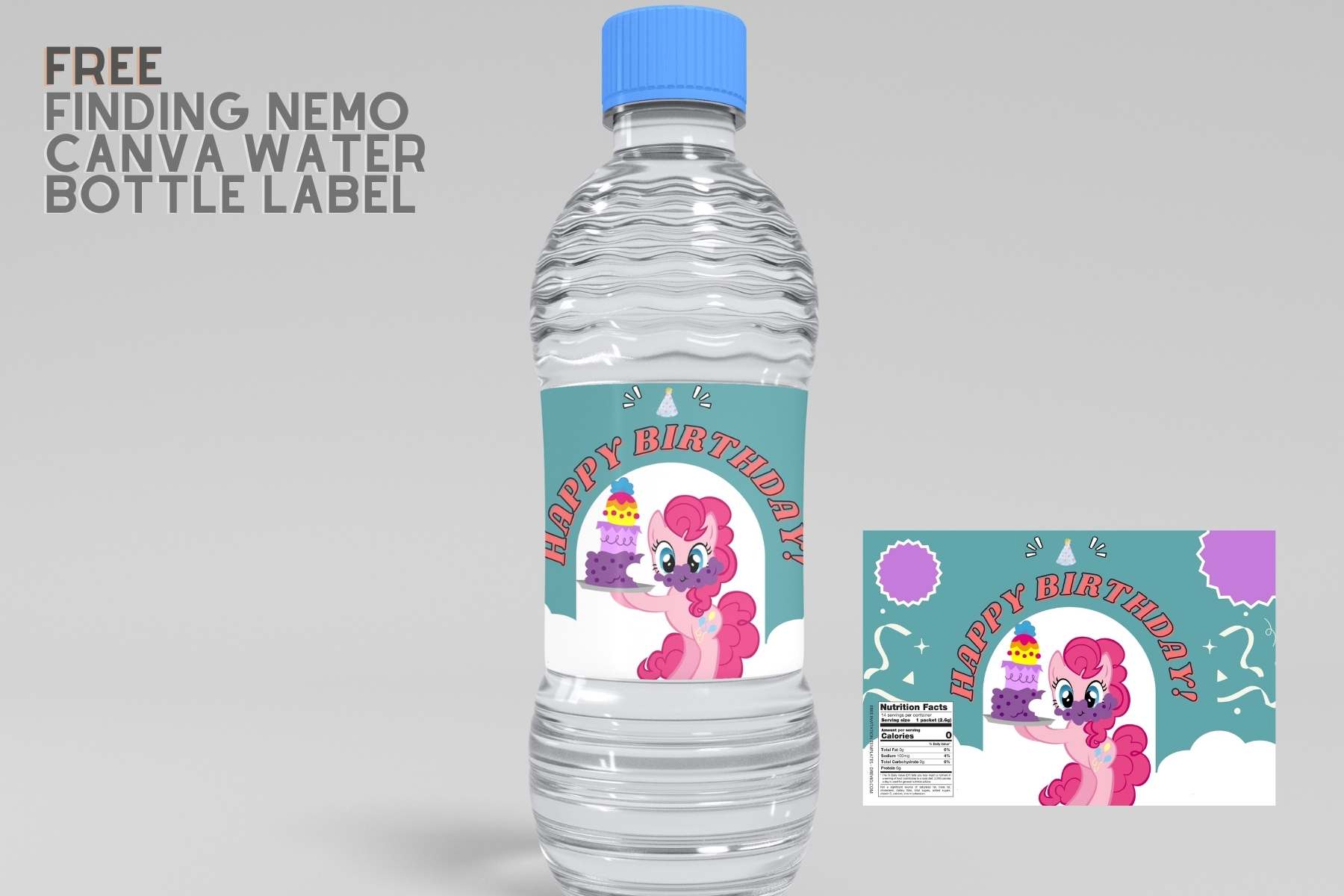 (Free) My Little Pony Canva Birthday Water Bottle Labels