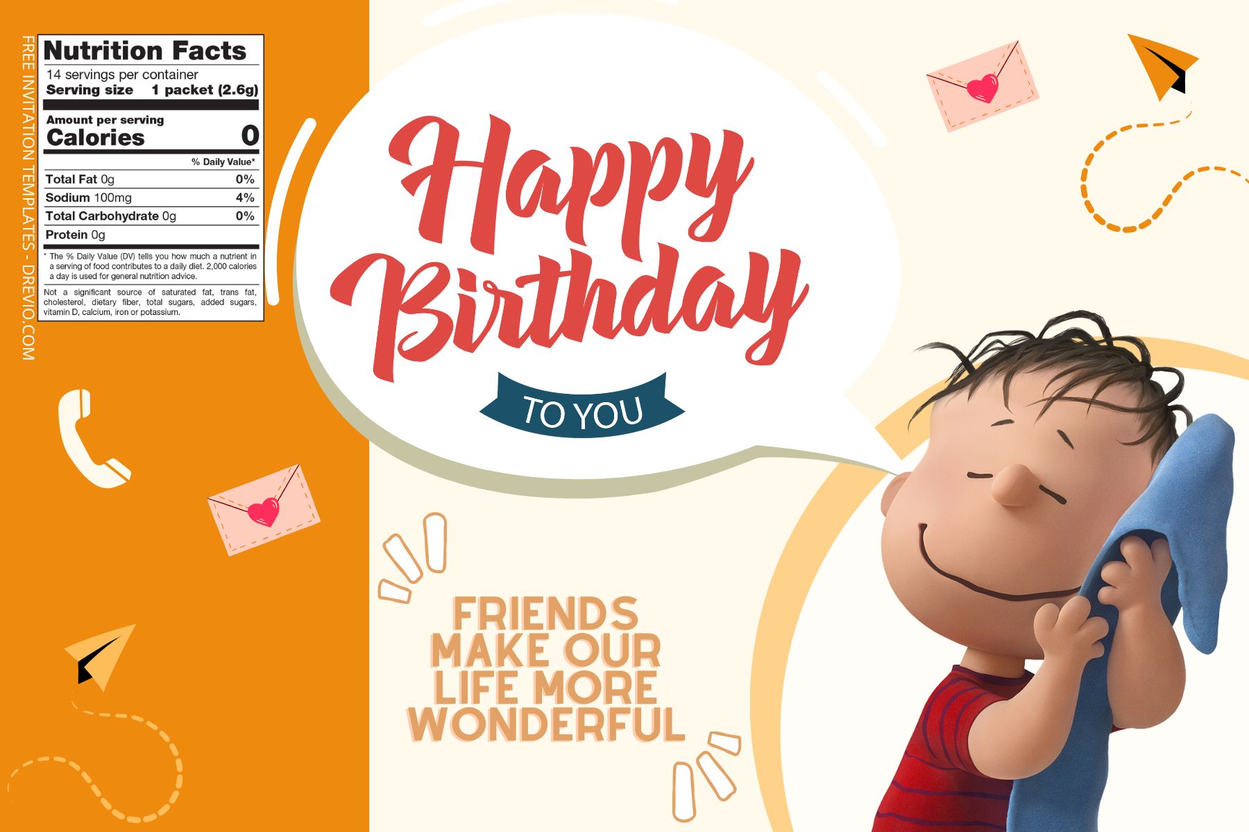 (Free) Peanut Movie Canva Birthday Water Bottle Lables Four