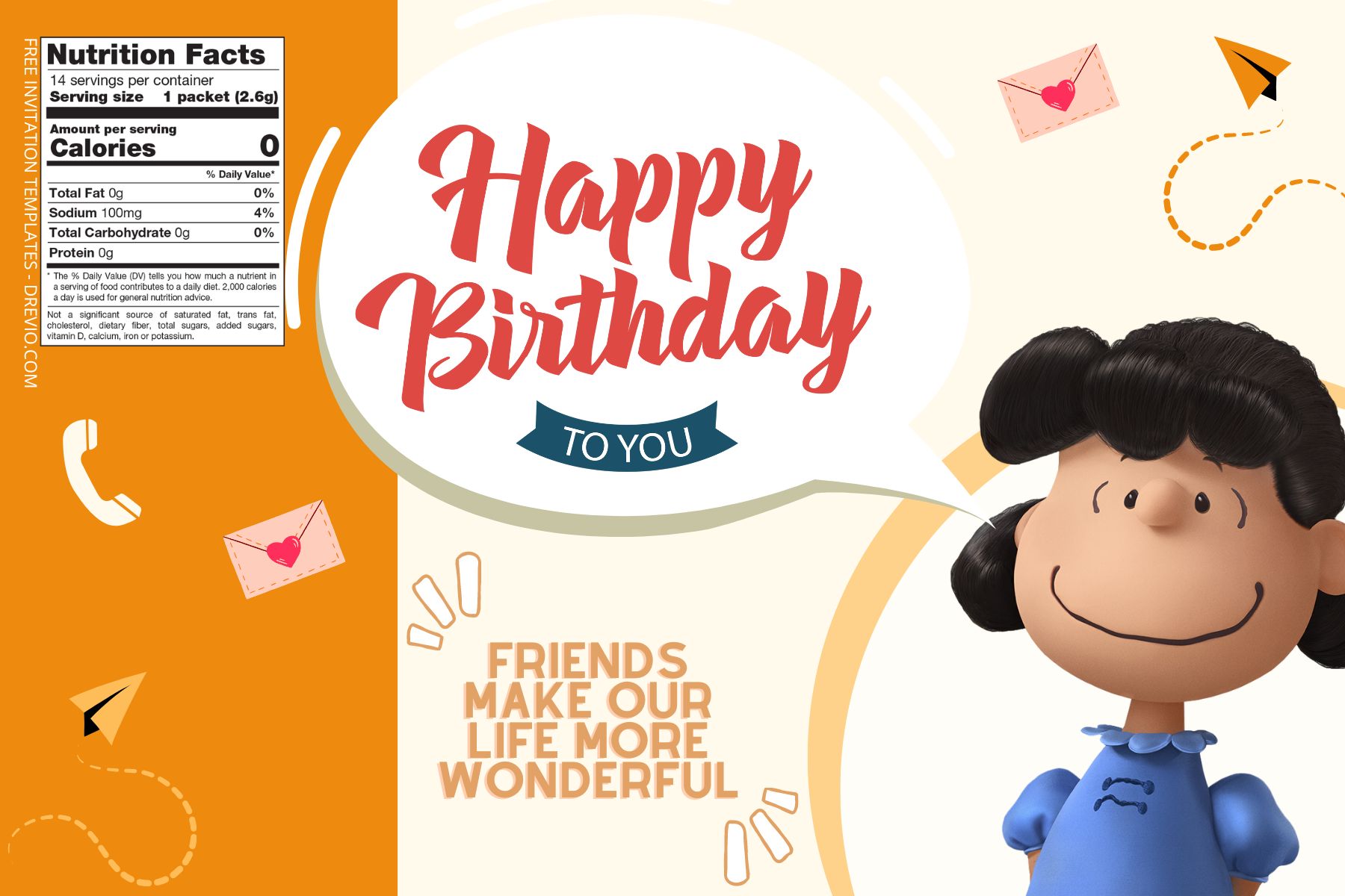 (Free) Peanut Movie Canva Birthday Water Bottle Lables One