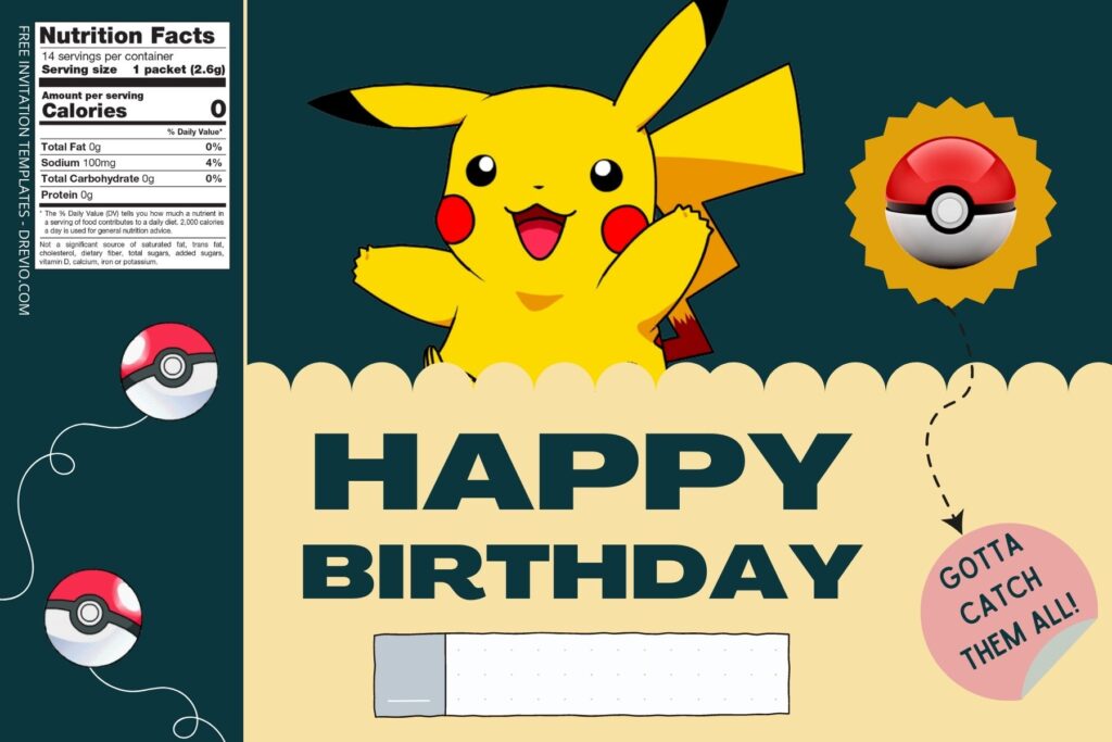 (Free) Pikachu Canva Birthday Water Bottle Labels | Download Hundreds ...