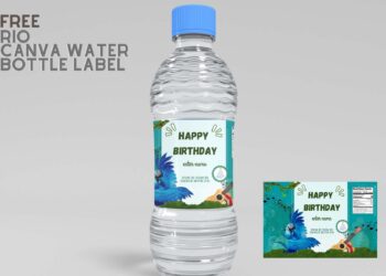 (Free) Rio Canva Birthday Water Bottle Labels