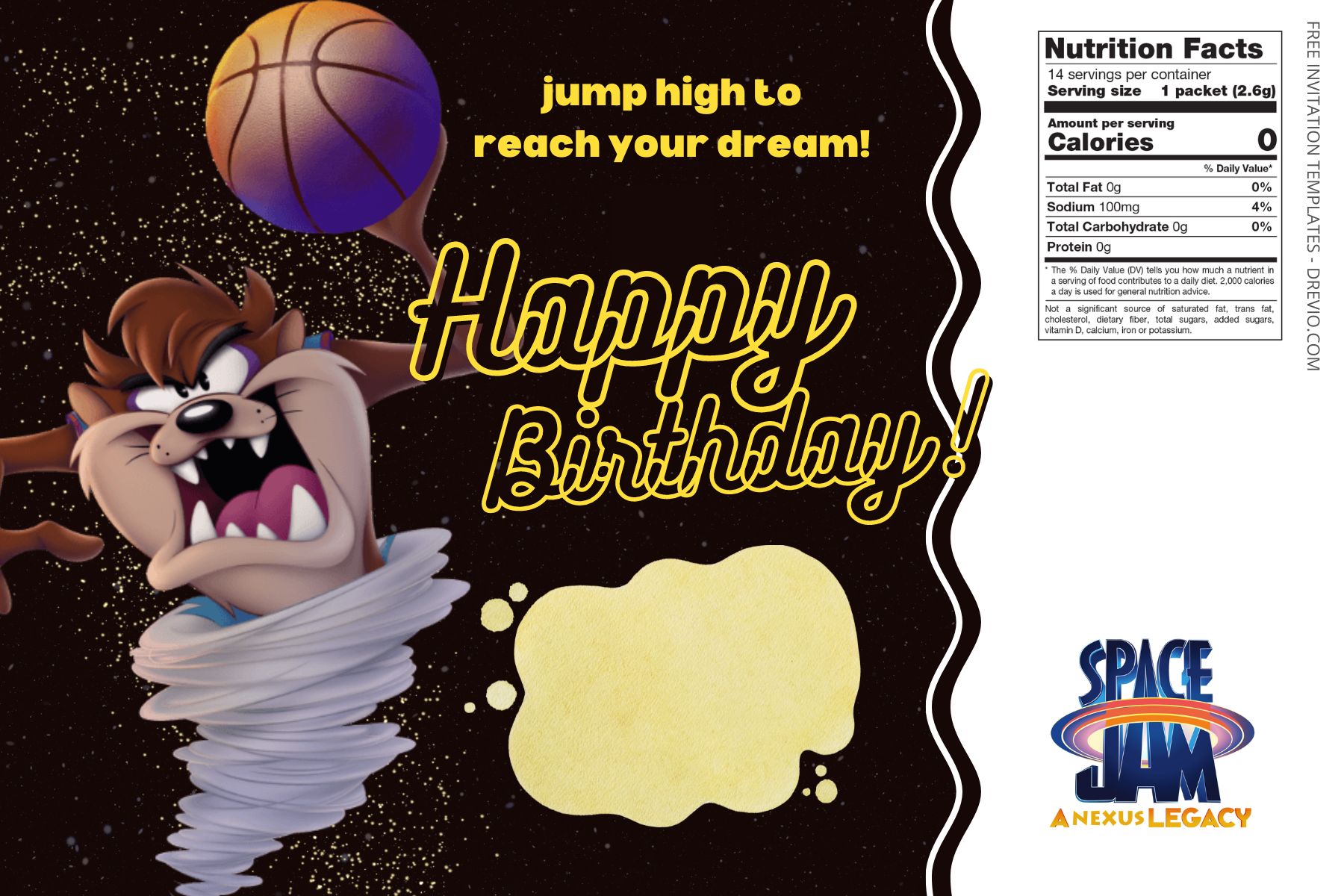 (Free) Space Jam Canva Birthday Water Bottle Labels One