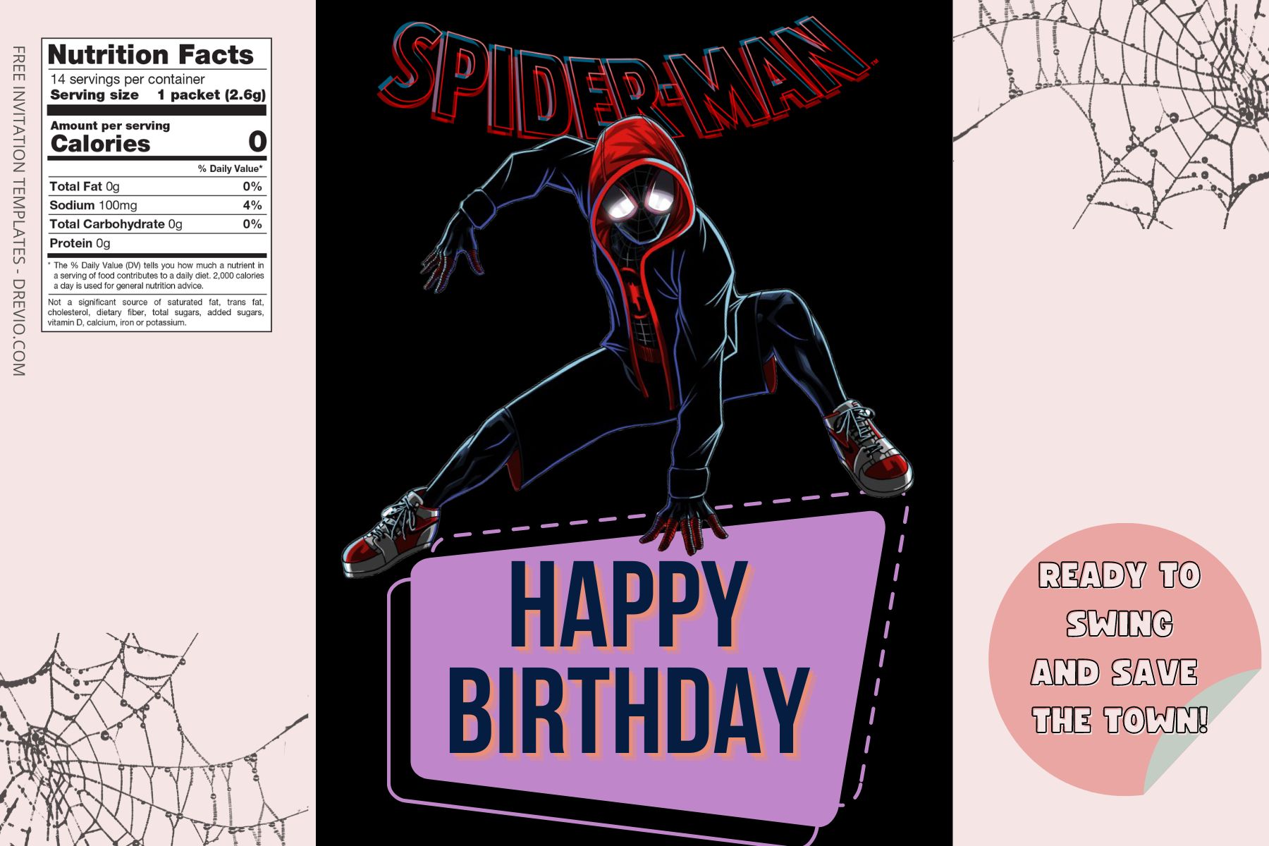 (Free) Spiderman Into The Multiverse Canva Birthday Water Bottle Labels One