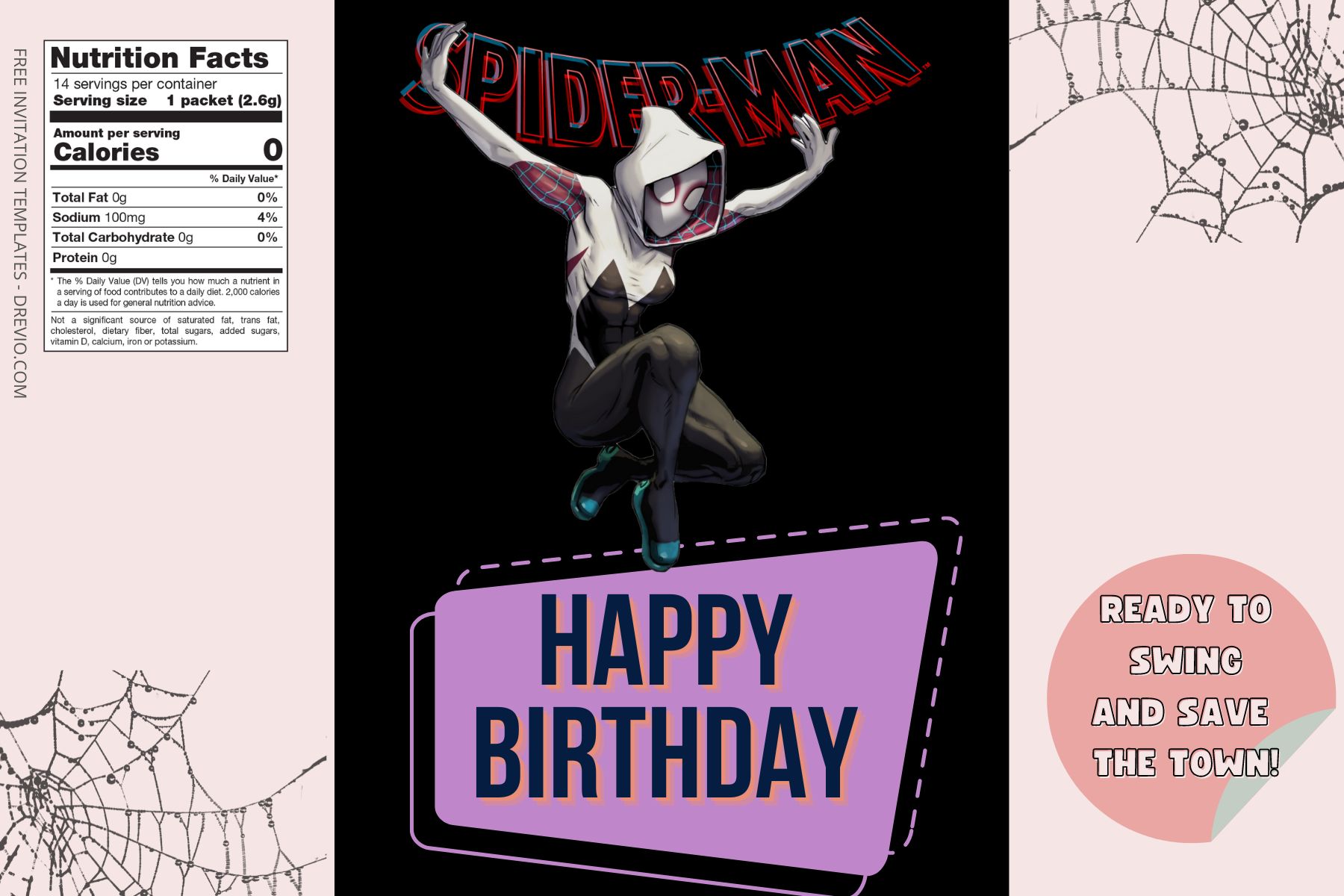 (Free) Spiderman Into The Multiverse Canva Birthday Water Bottle Labels Seven