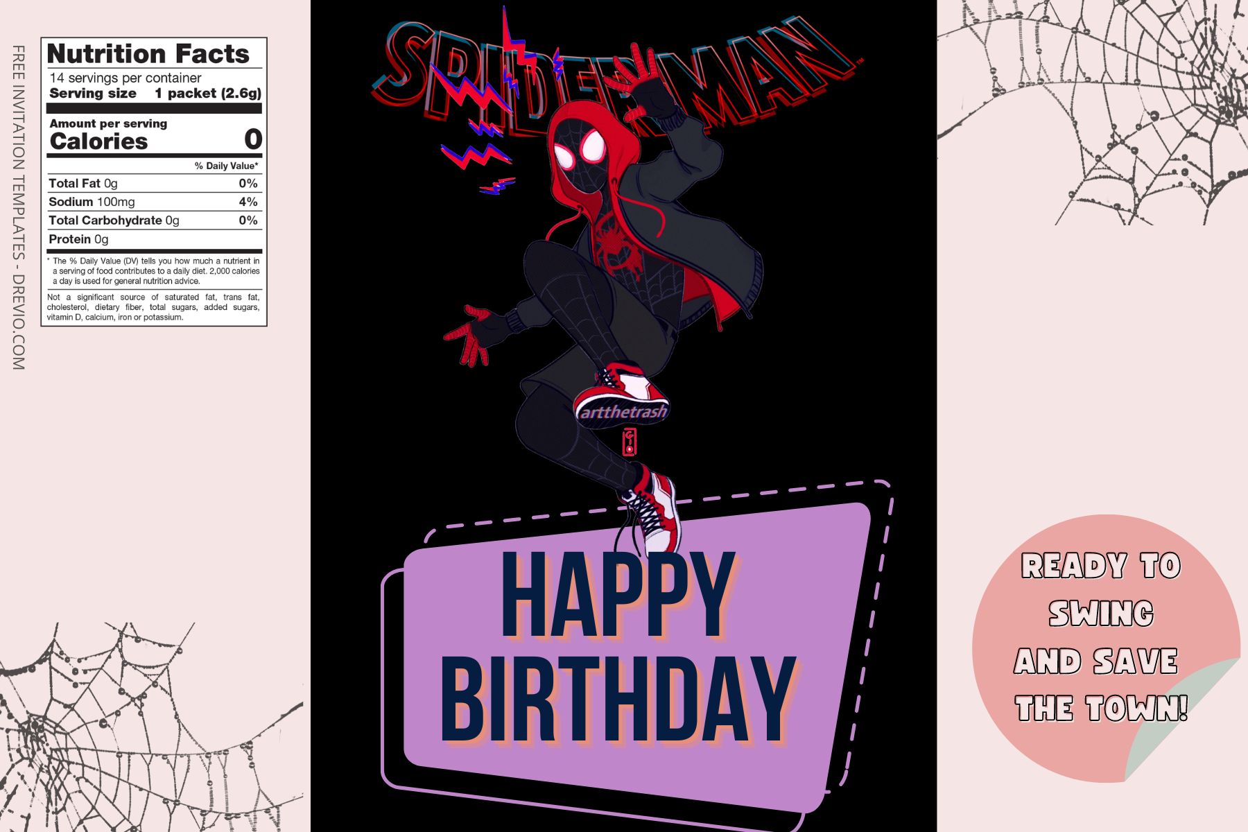 (Free) Spiderman Into The Multiverse Canva Birthday Water Bottle Labels six
