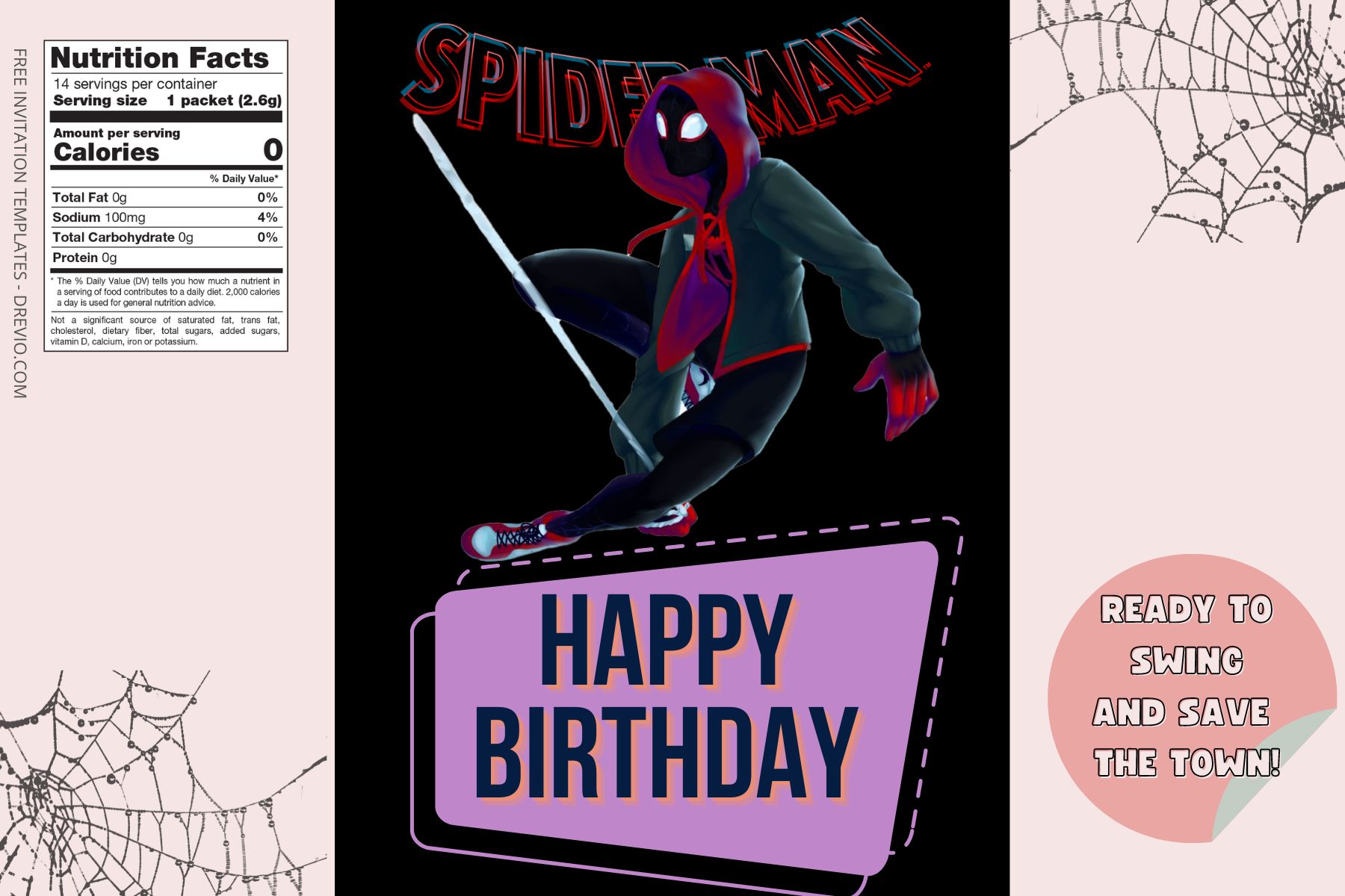 (Free) Spiderman Into The Multiverse Canva Birthday Water Bottle Labels Two