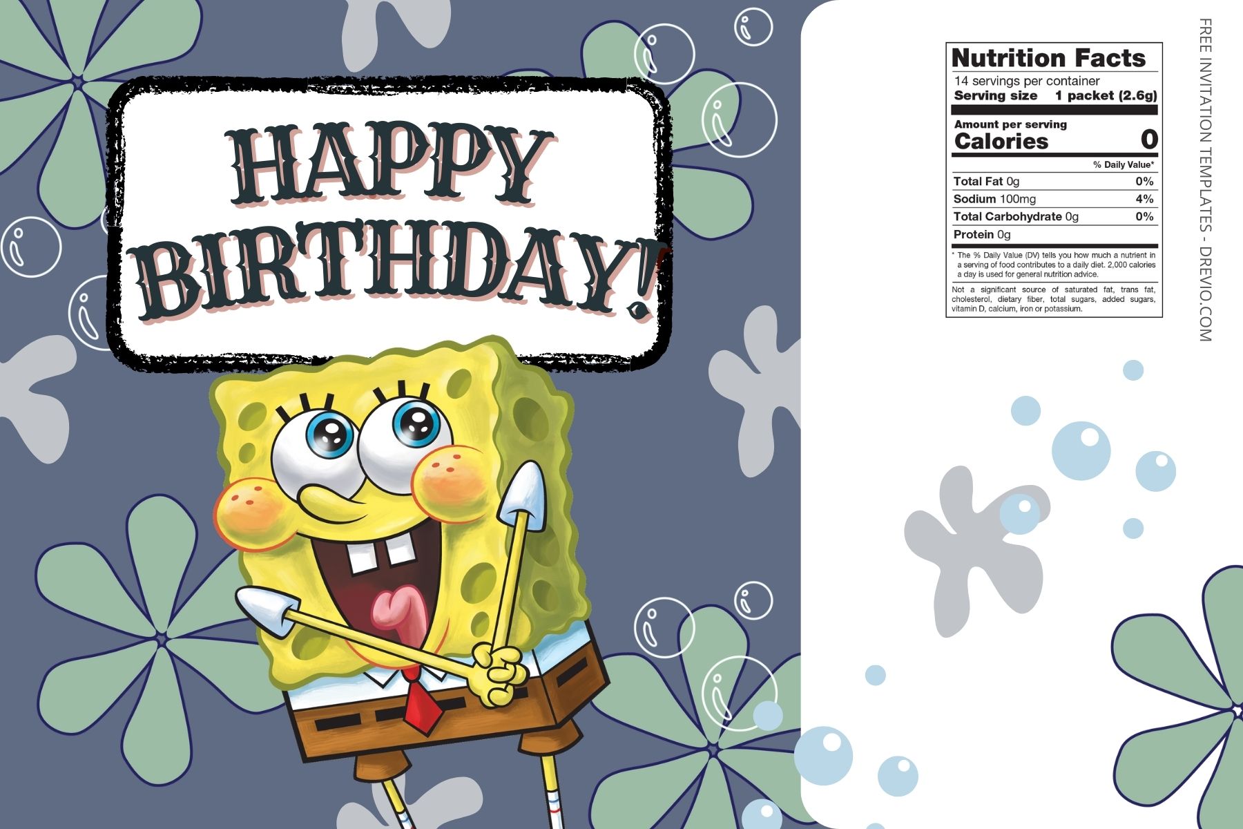 (Free) Spongebob Squarepants Canva Birthday Water Bottle Labels Eight