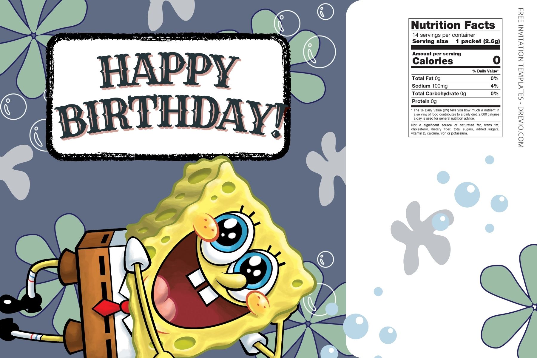 (Free) Spongebob Squarepants Canva Birthday Water Bottle Labels Five