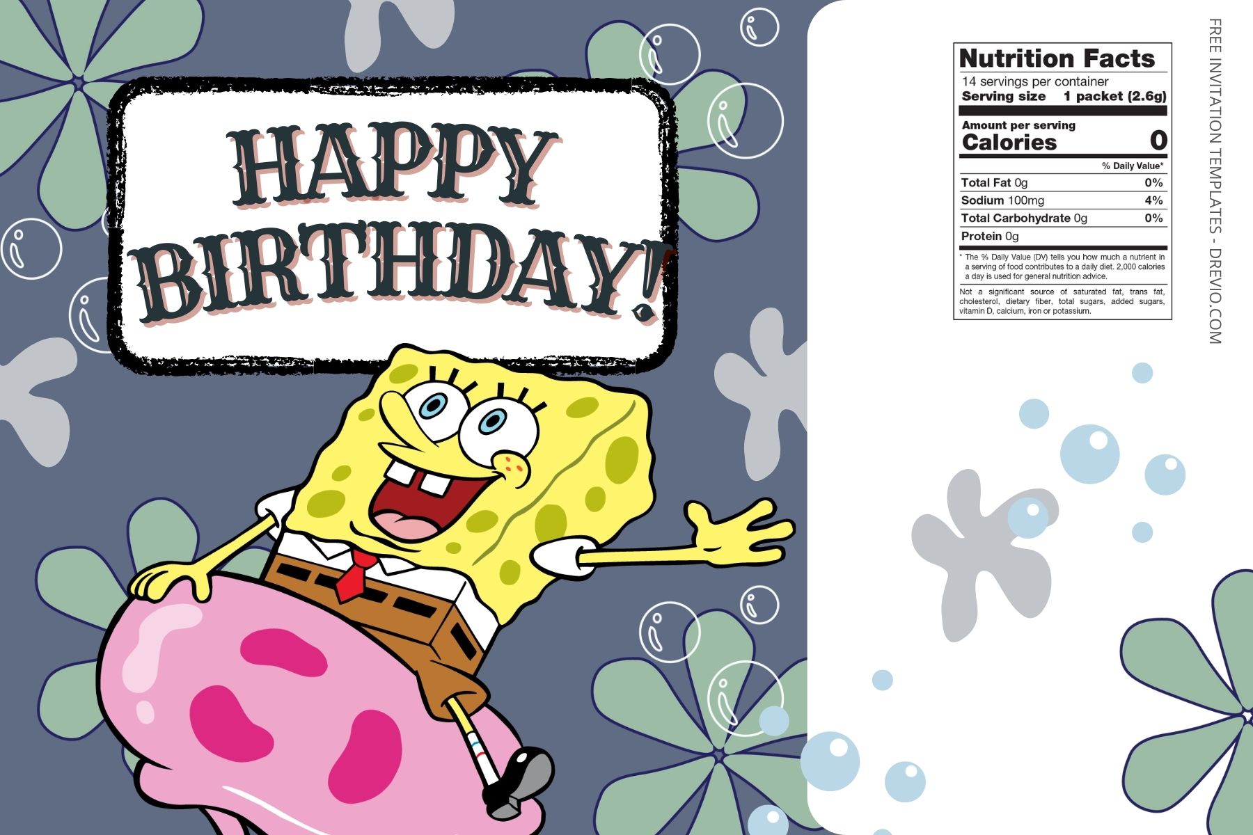 (Free) Spongebob Squarepants Canva Birthday Water Bottle Labels Four