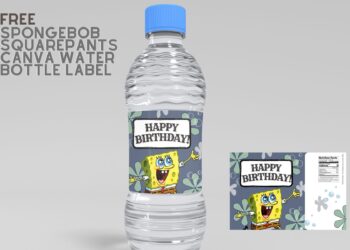 (Free) Spongebob Squarepants Canva Birthday Water Bottle Labels