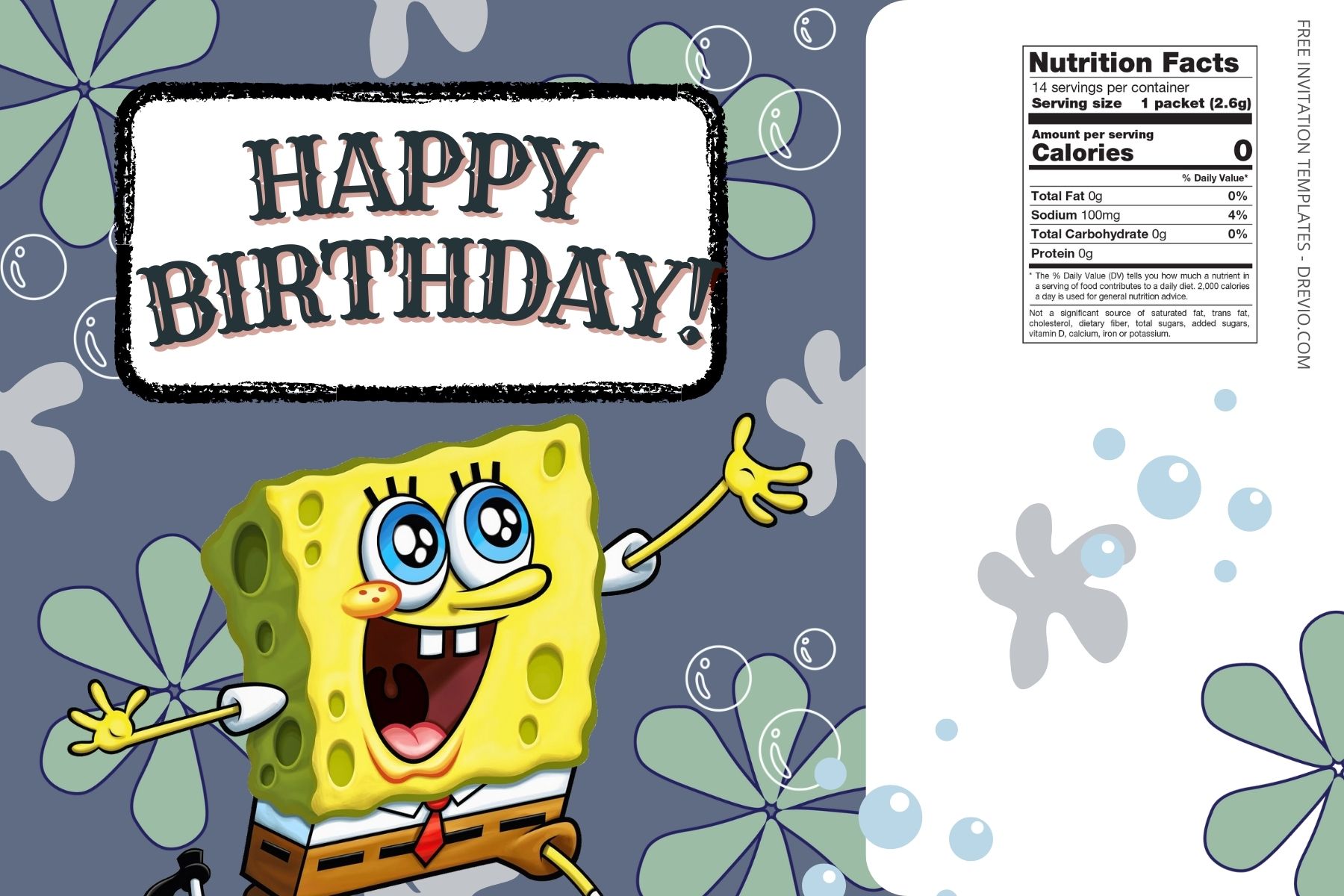 (Free) Spongebob Squarepants Canva Birthday Water Bottle Labels One