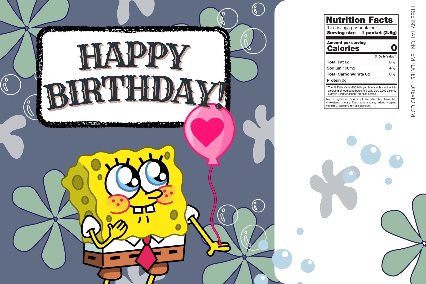 (Free) Spongebob Squarepants Canva Birthday Water Bottle Labels Seven