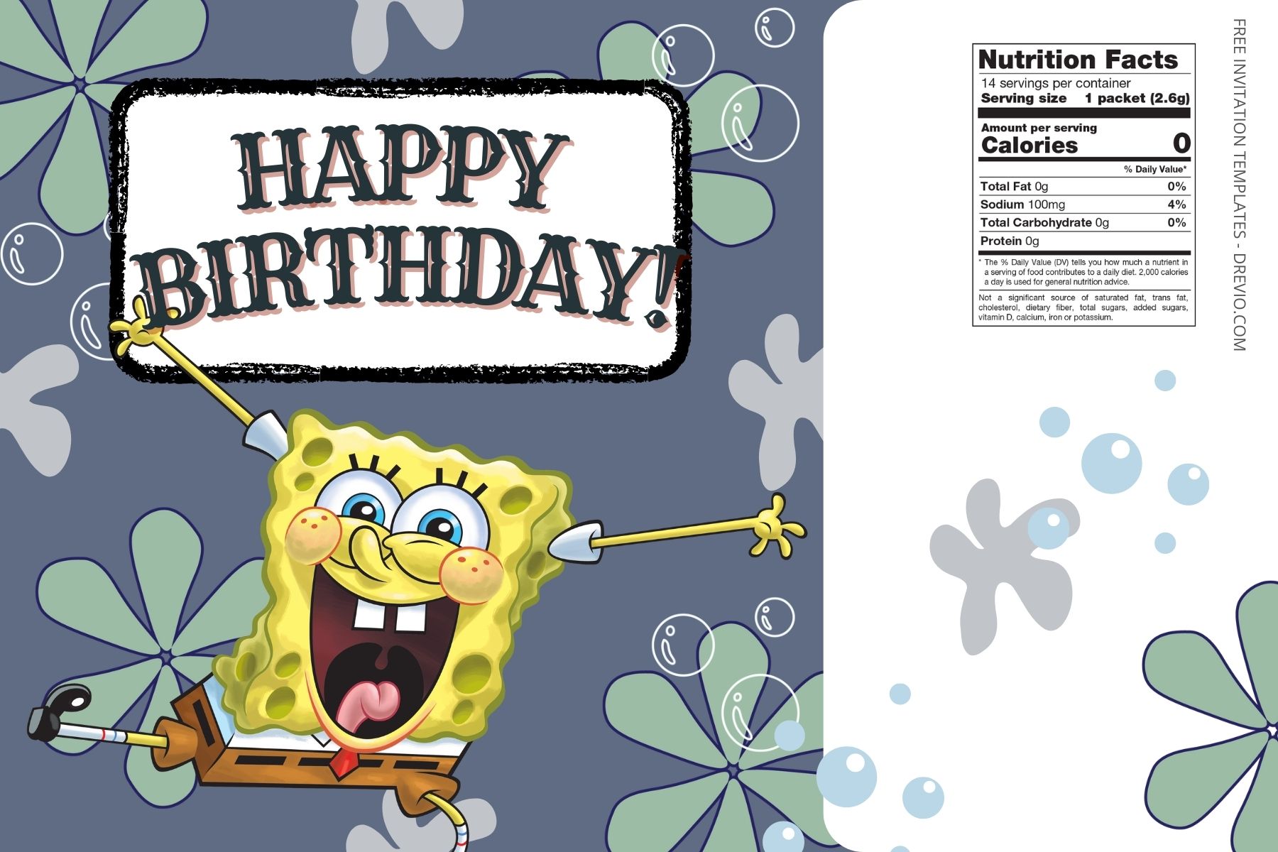 (Free) Spongebob Squarepants Canva Birthday Water Bottle Labels Six