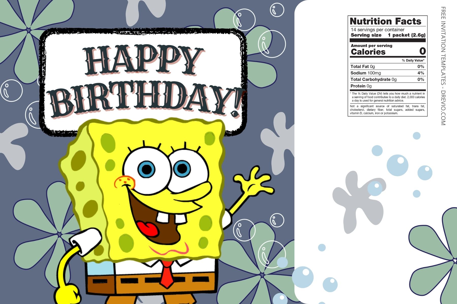 (Free) Spongebob Squarepants Canva Birthday Water Bottle Labels Three
