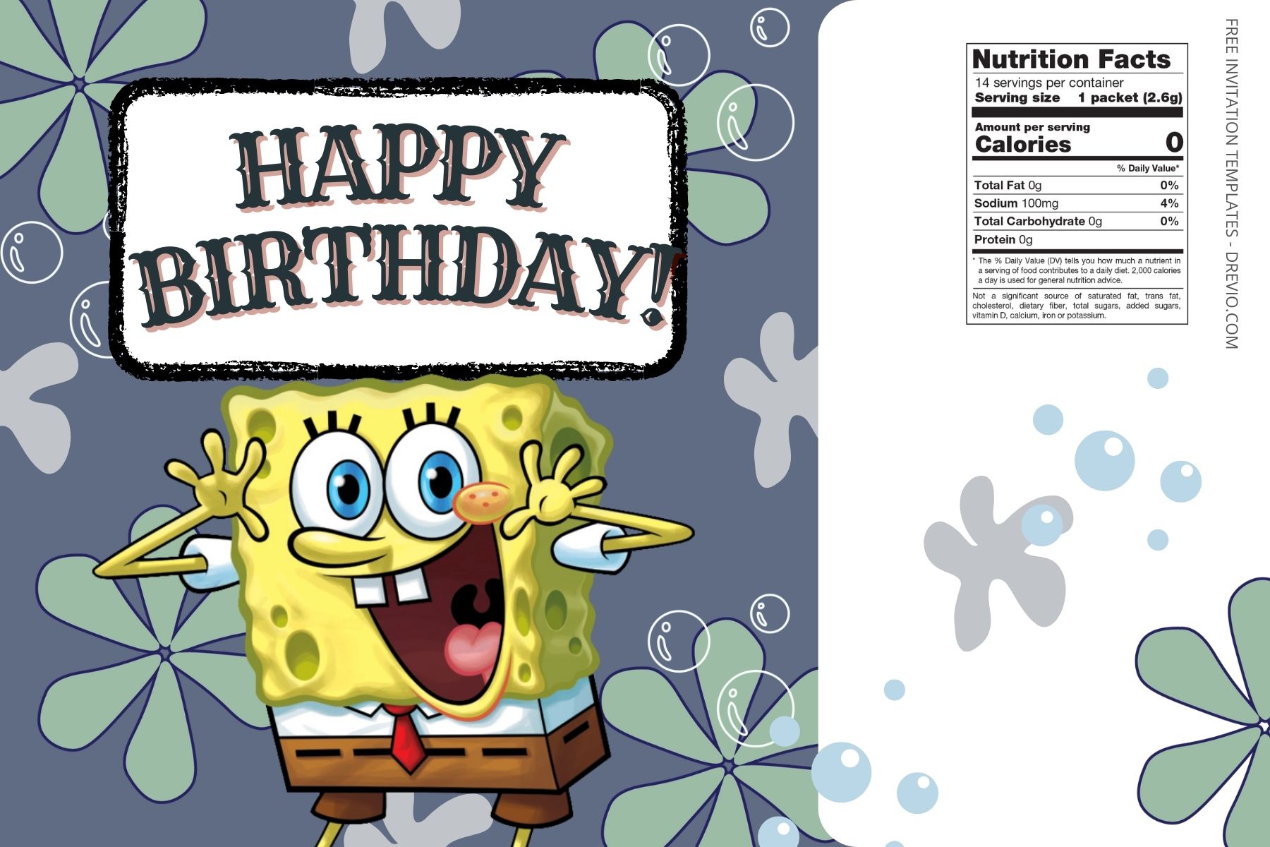 (Free) Spongebob Squarepants Canva Birthday Water Bottle Labels Two