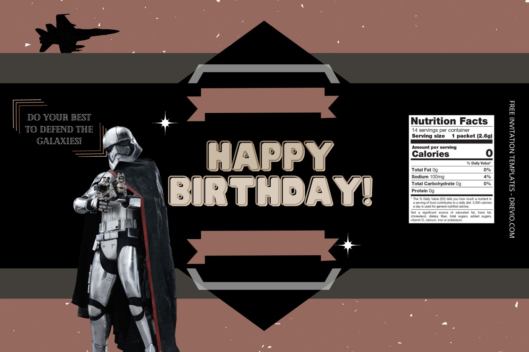 (Free) Star Wars Canva Birthday Water Bottle Labels FIve