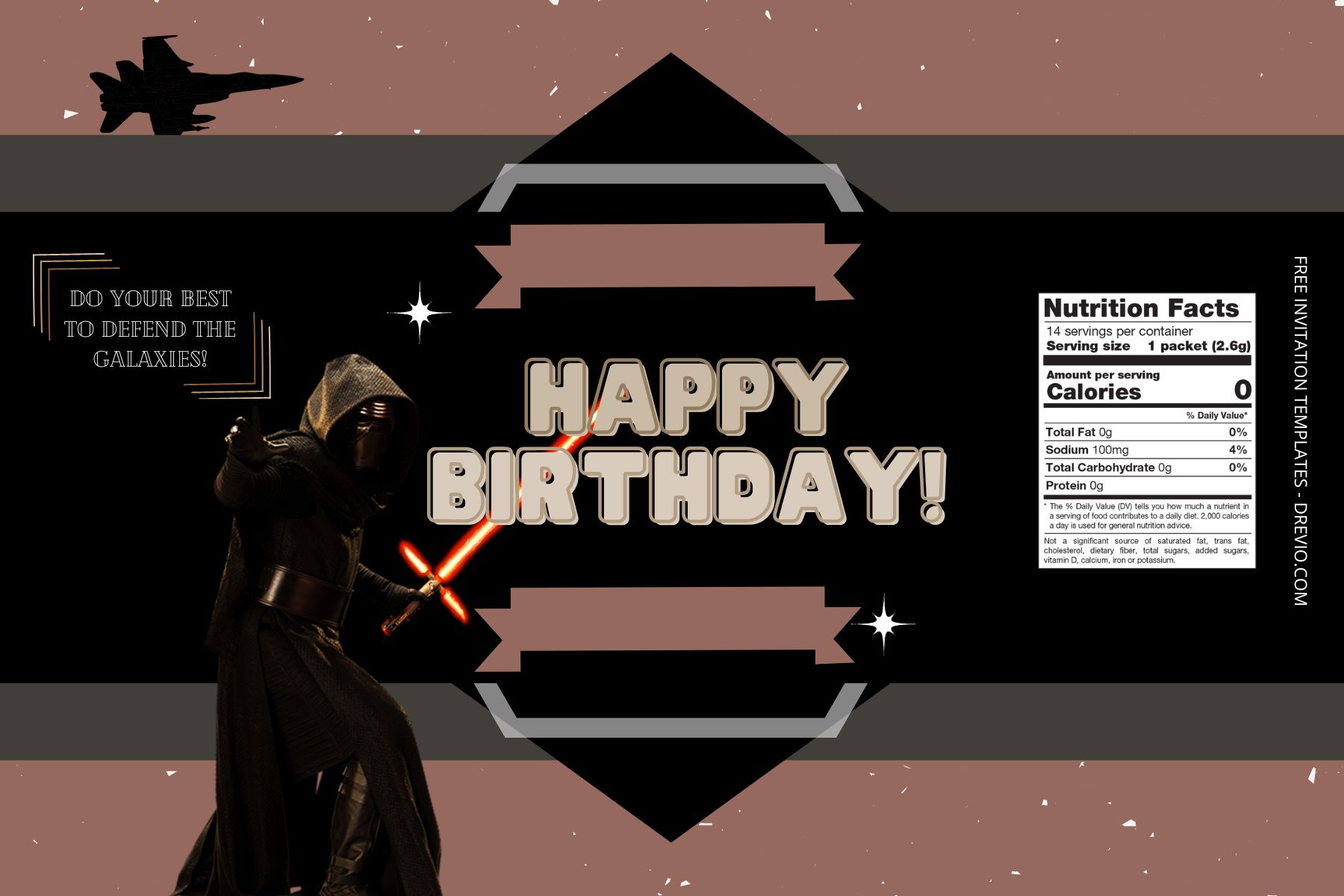(Free) Star Wars Canva Birthday Water Bottle Labels Four
