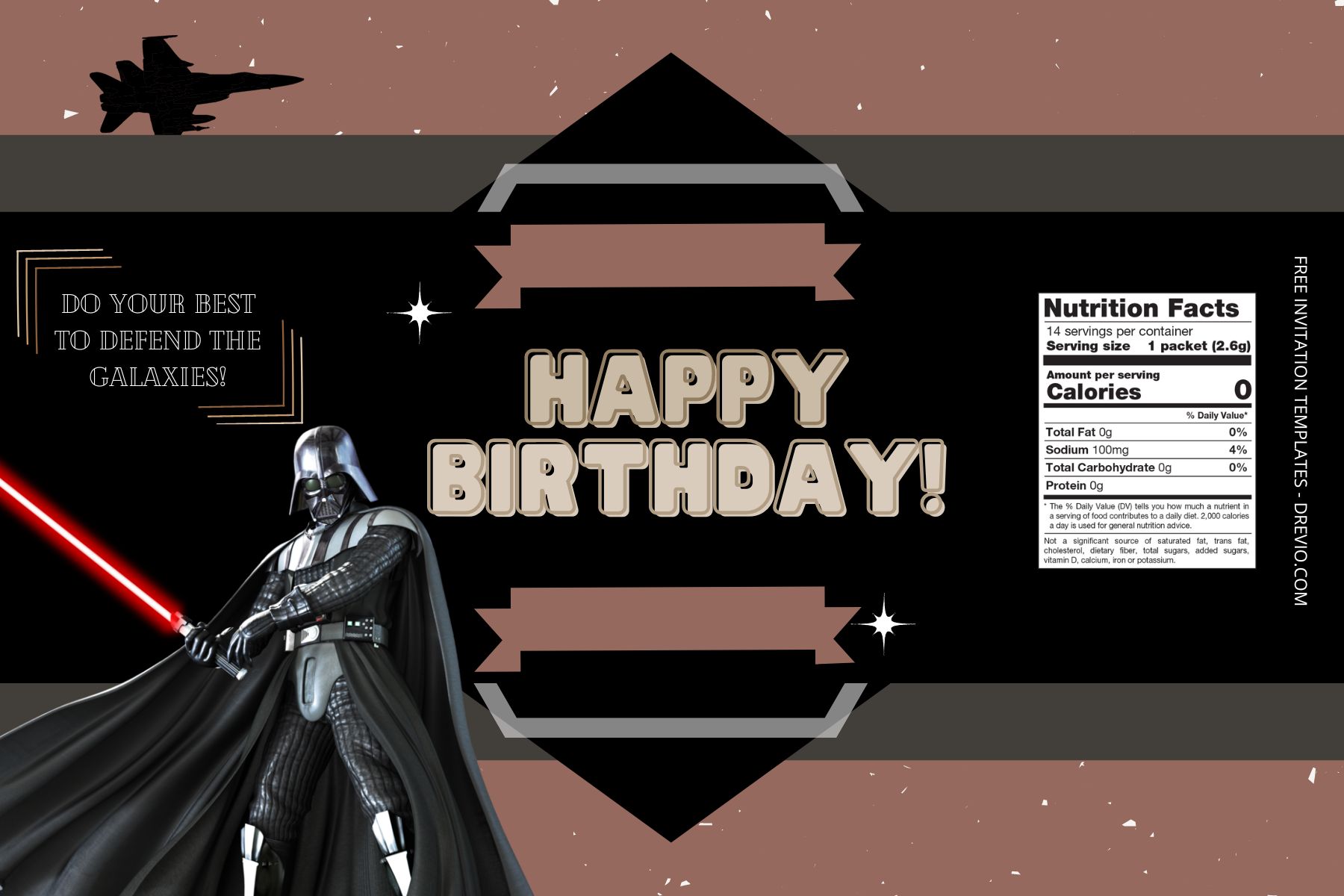 (Free) Star Wars Canva Birthday Water Bottle Labels One