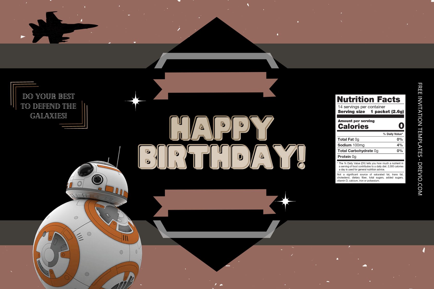 (Free) Star Wars Canva Birthday Water Bottle Labels SIx