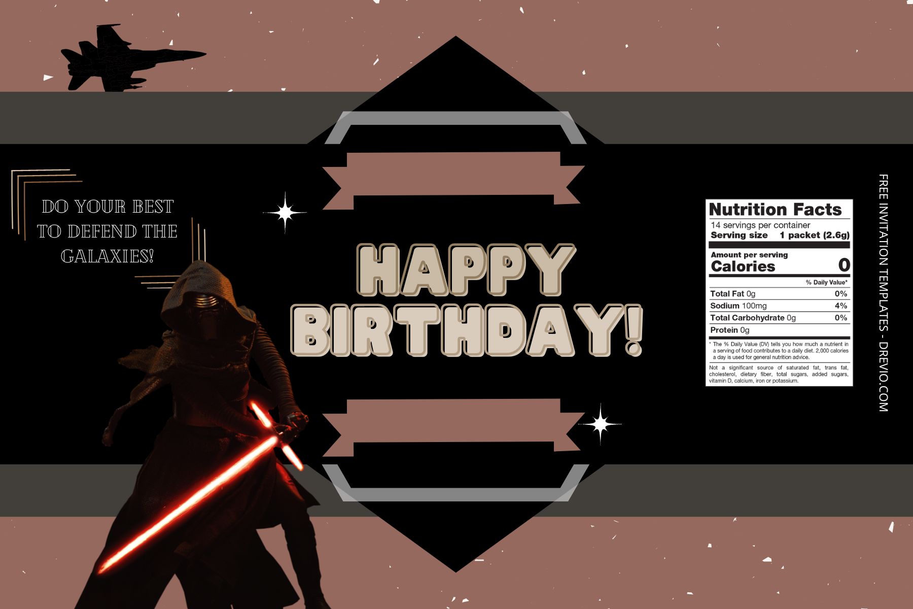 (Free) Star Wars Canva Birthday Water Bottle Labels Two