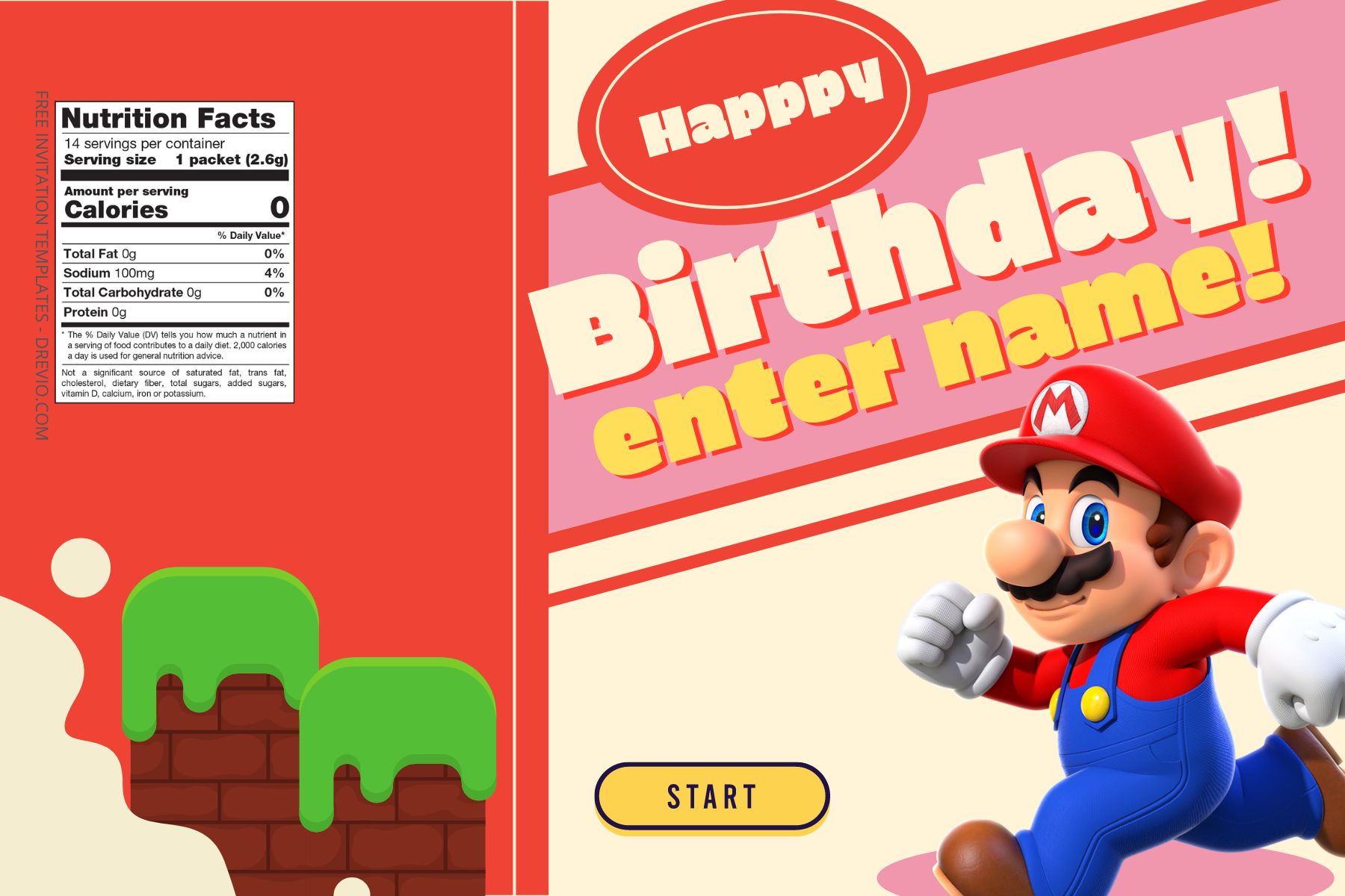 Free) Super Mario Canva Birthday Water Bottle Label FIve