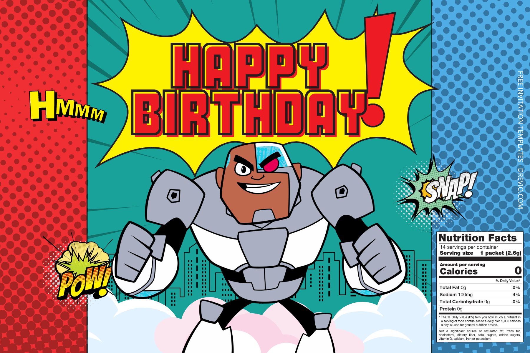 (Free) Teen Titans Canva Birthday Water Bottle Labels Four