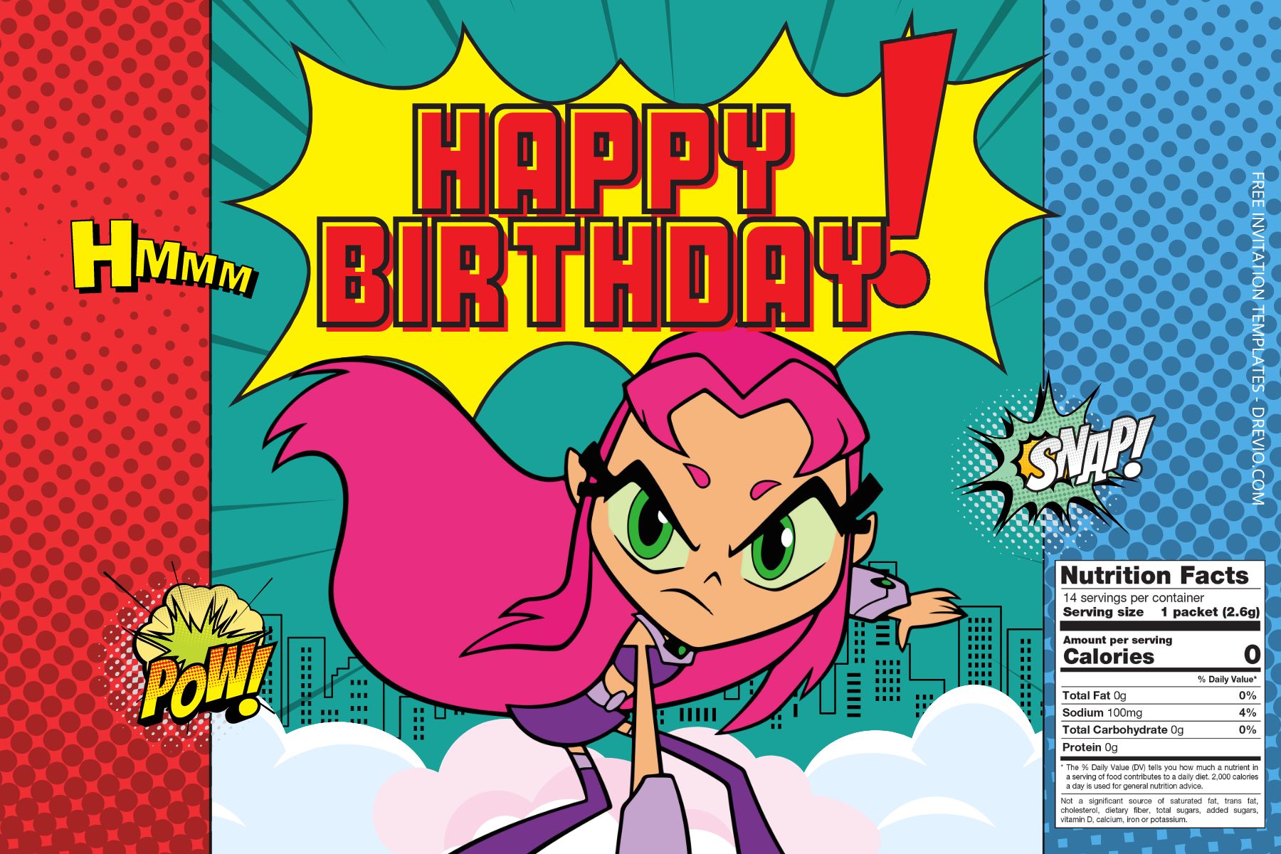 (Free) Teen Titans Canva Birthday Water Bottle Labels Two