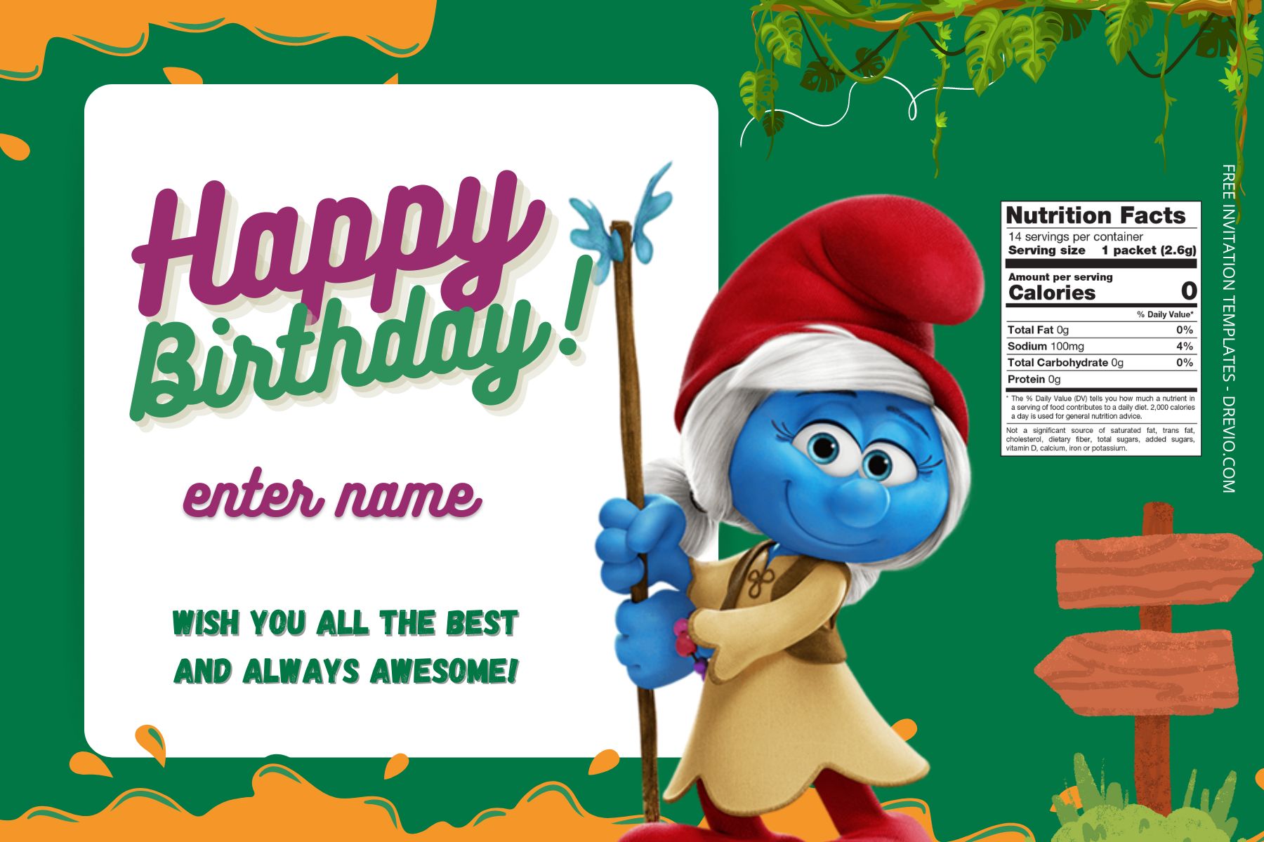(Free) The Smurf Canva Birthday Water Bottle Labels One