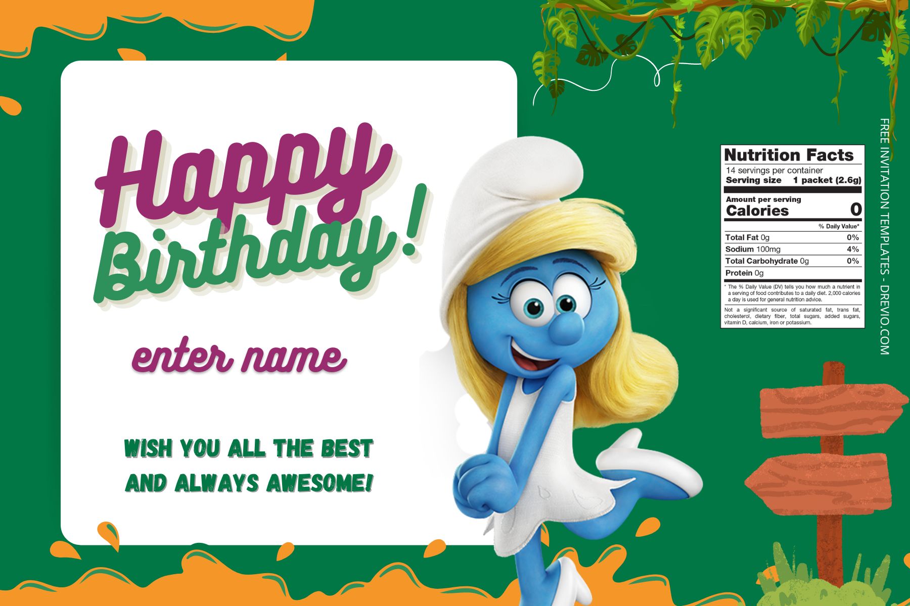 (Free) The Smurf Canva Birthday Water Bottle Labels Seven
